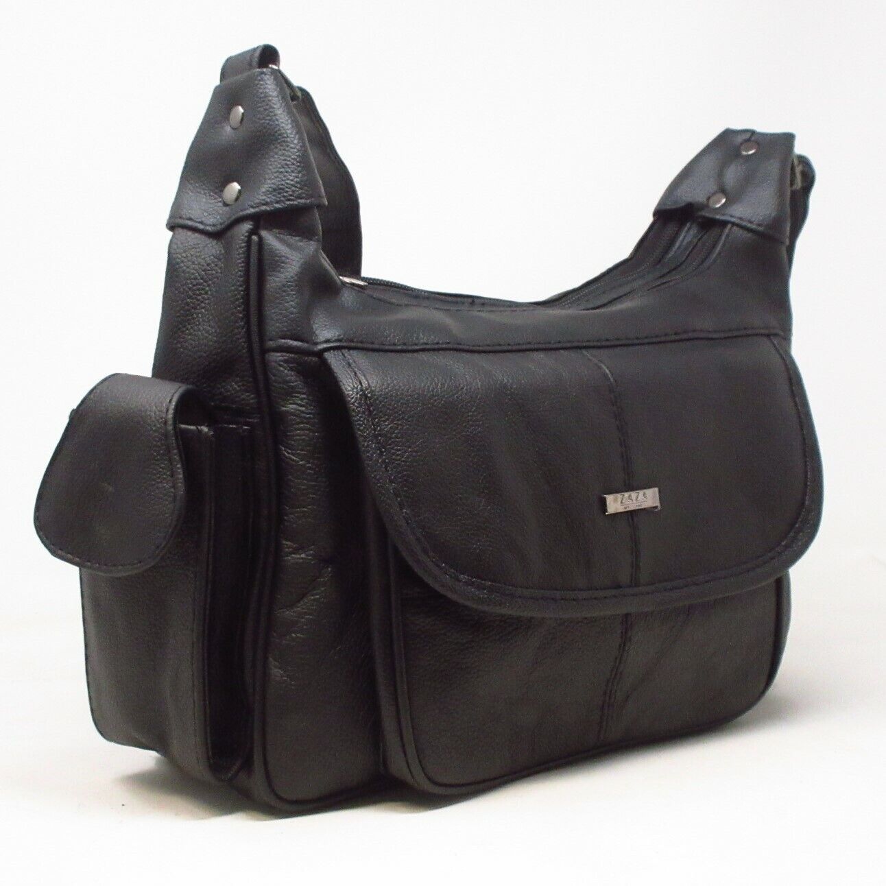 Italian Leather Ladies Handbag Black Soft Leather Shoulder Bag