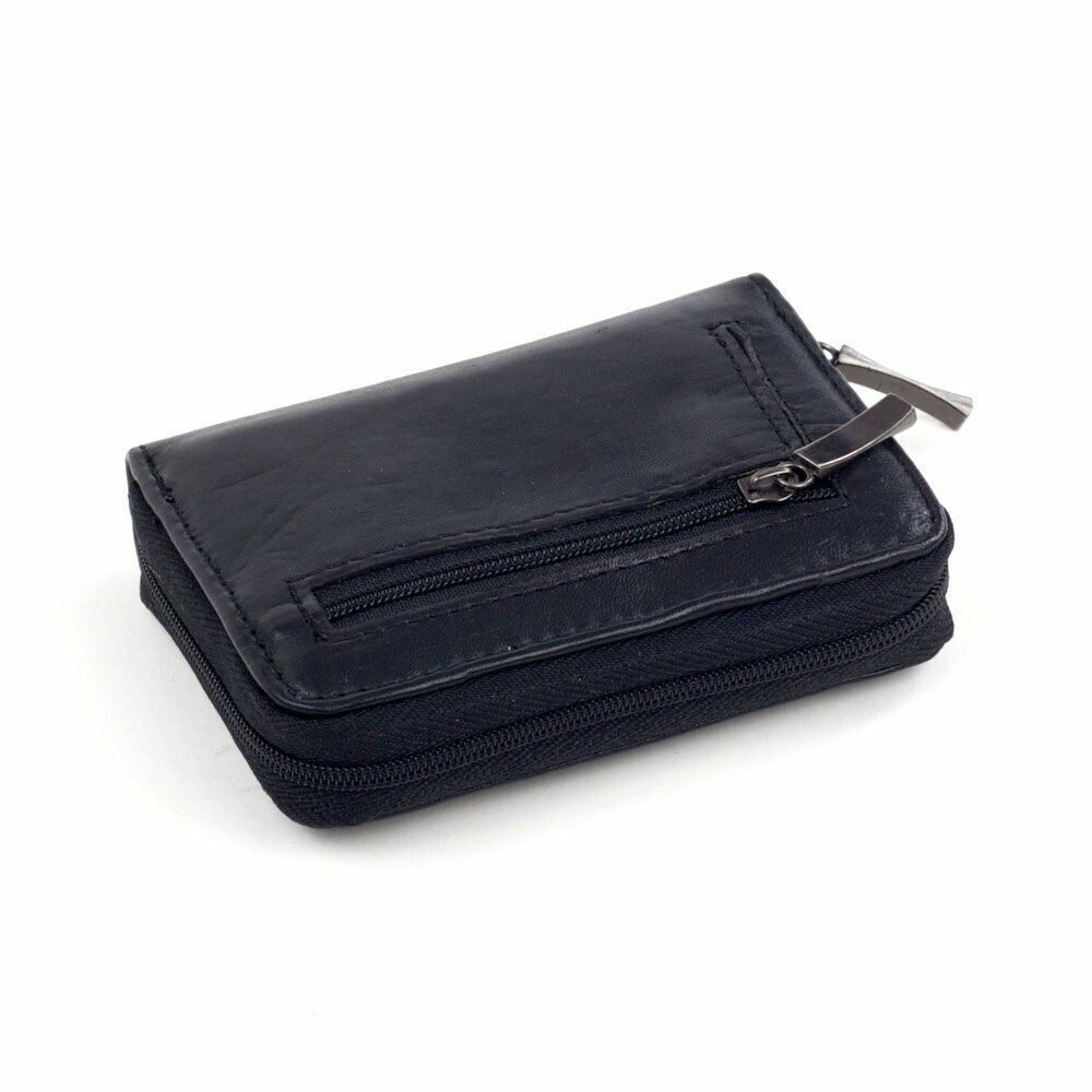 LEATHER CONCERTINA CREDIT CARD BUS TRAIN TRAVEL HOLDER BLACK