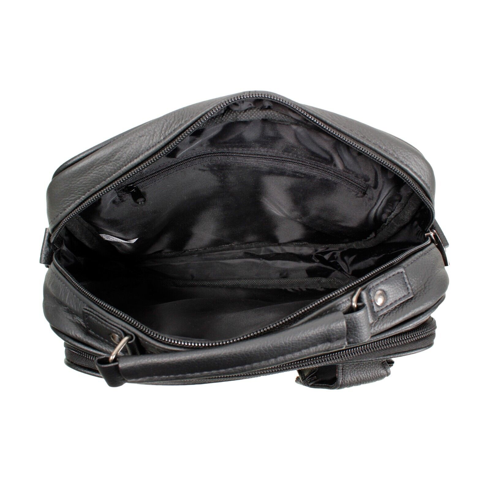 LADIES WOMENS BLACK LEATHER HANDBAG ORGANISER SHOULDER TRAVEL BAG UK
