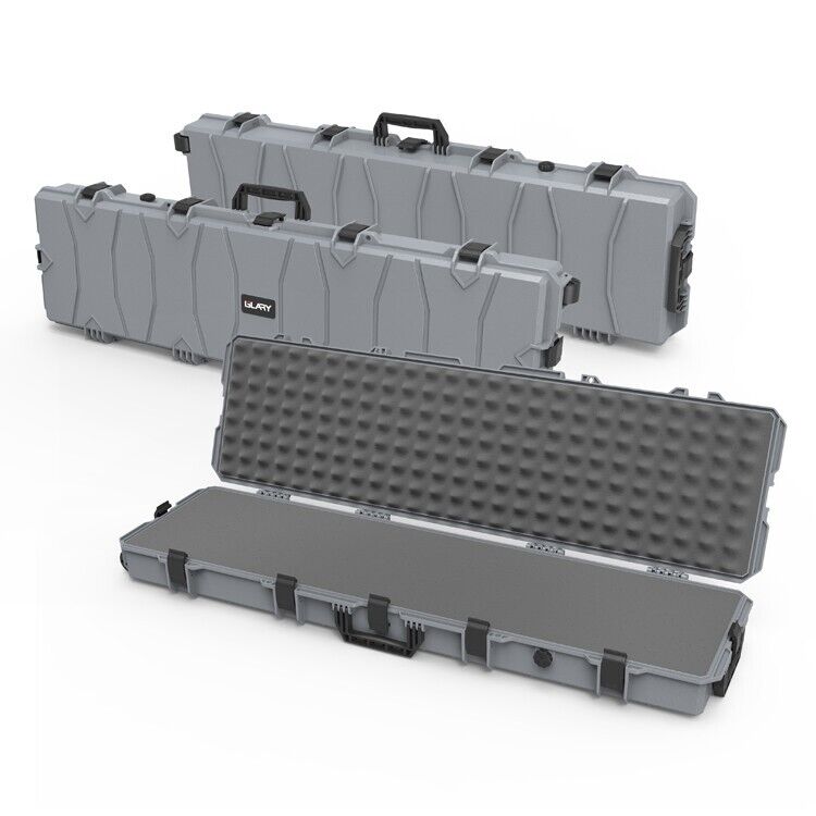 Hard Gun Case Extra Large Wheeled Hard Case (Wave Foam); Grey