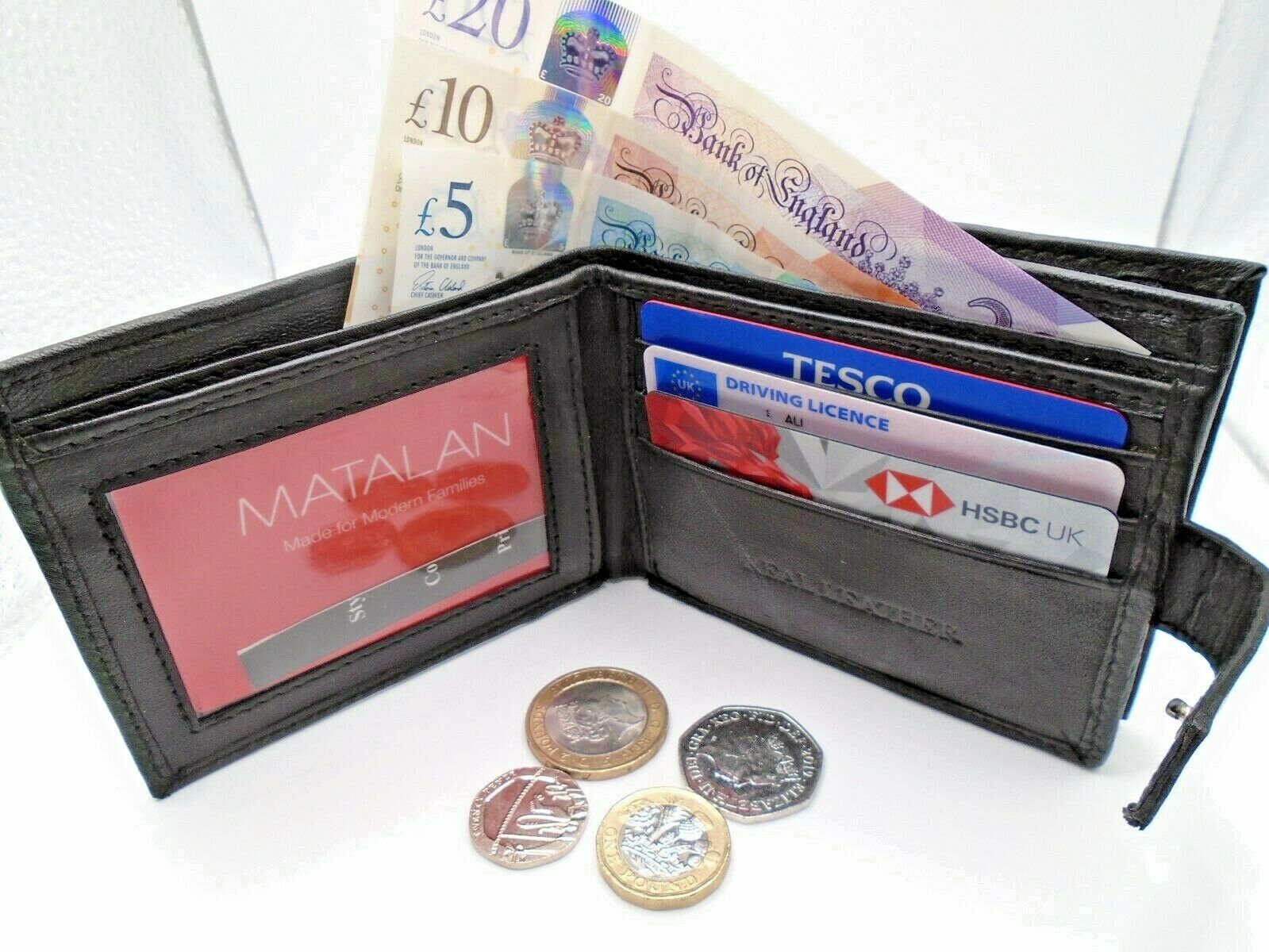 Designer Mens Leather Wallet RFID SAFE Contactless Card ID Protection UK