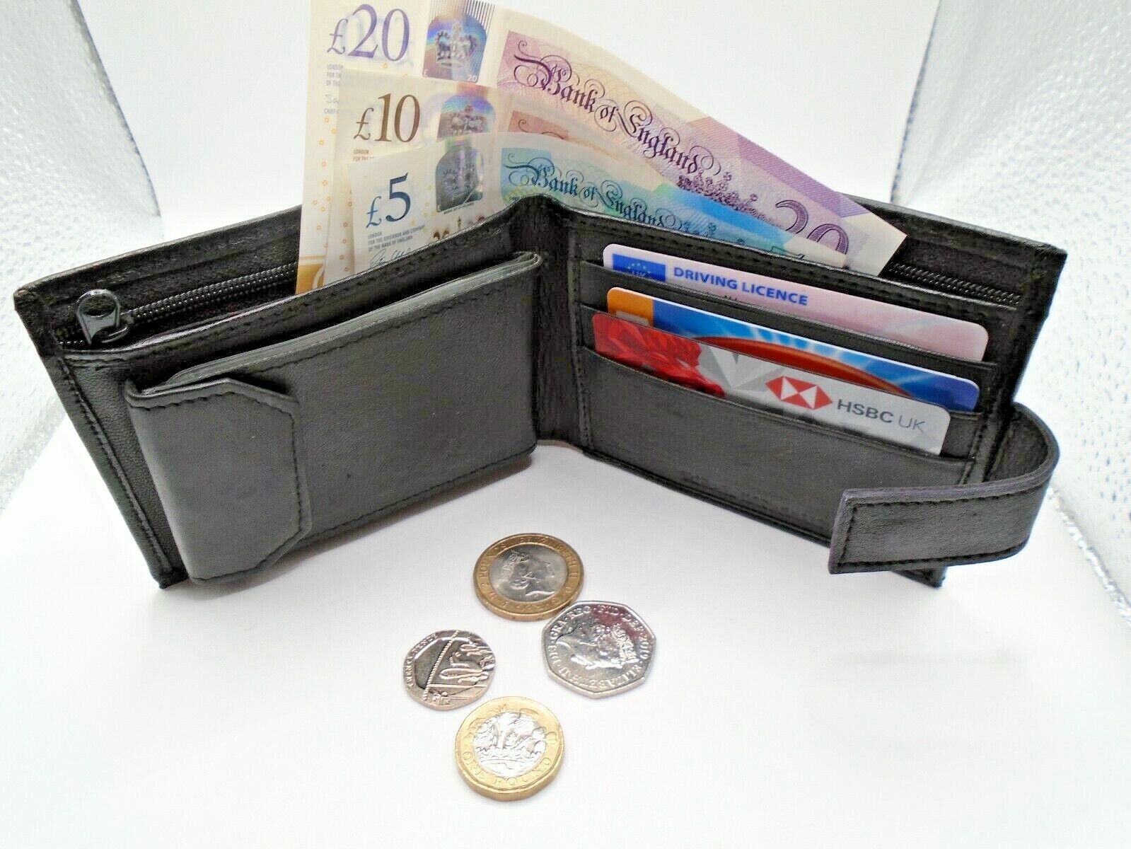 Mens Leather Wallet RFID SAFE Contactless Card ID UK SELLER