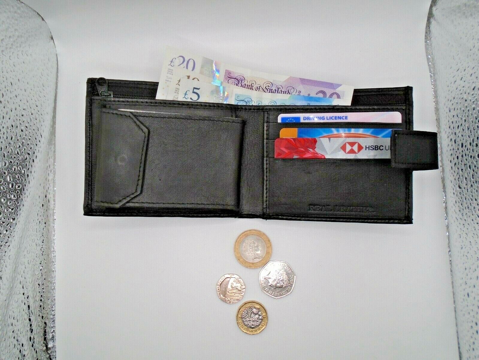 Mens Leather Wallet RFID SAFE Contactless Card ID