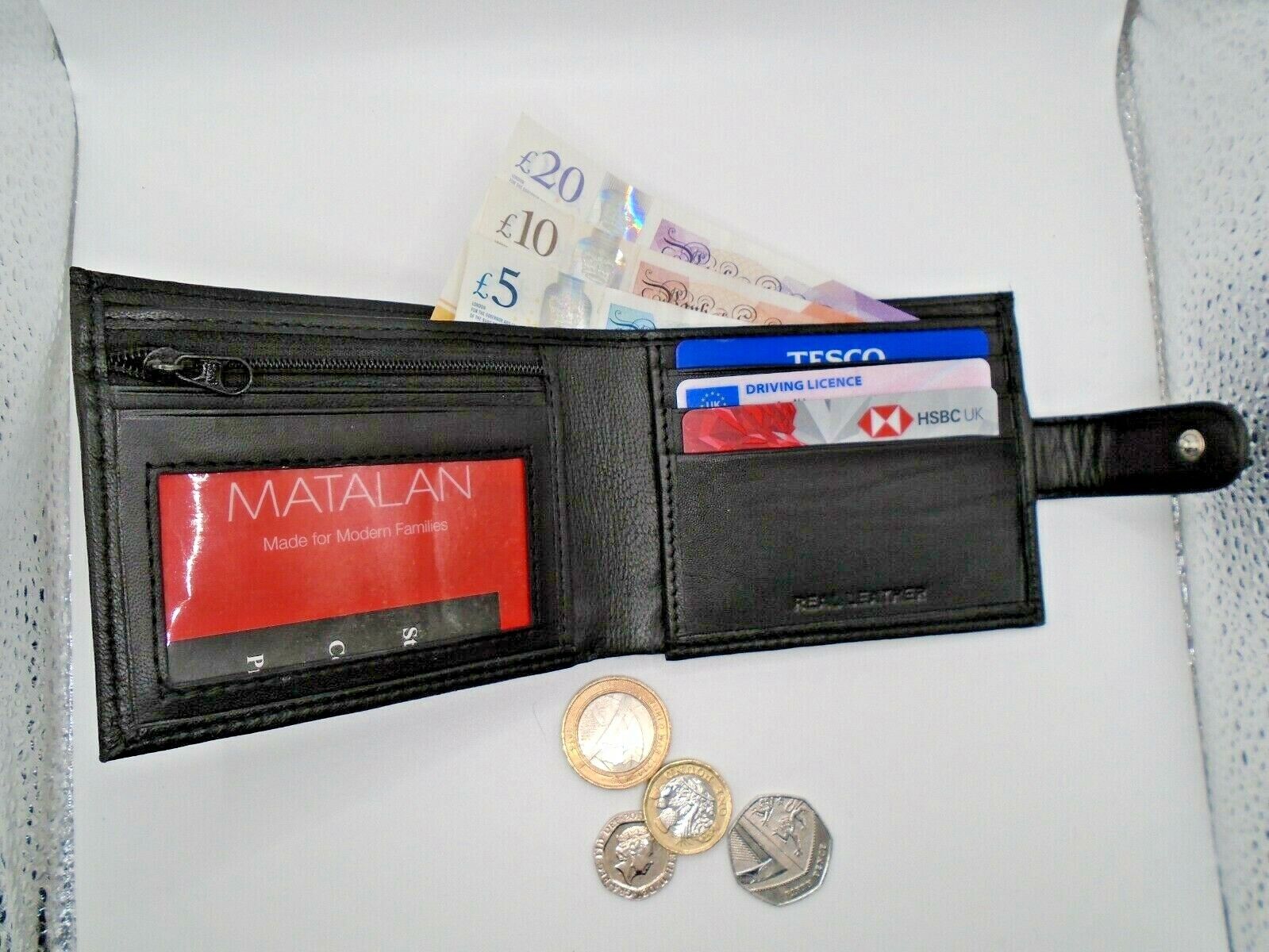 Mens Leather Wallet RFID SAFE Contactless Card Blocking ID Protection AR91