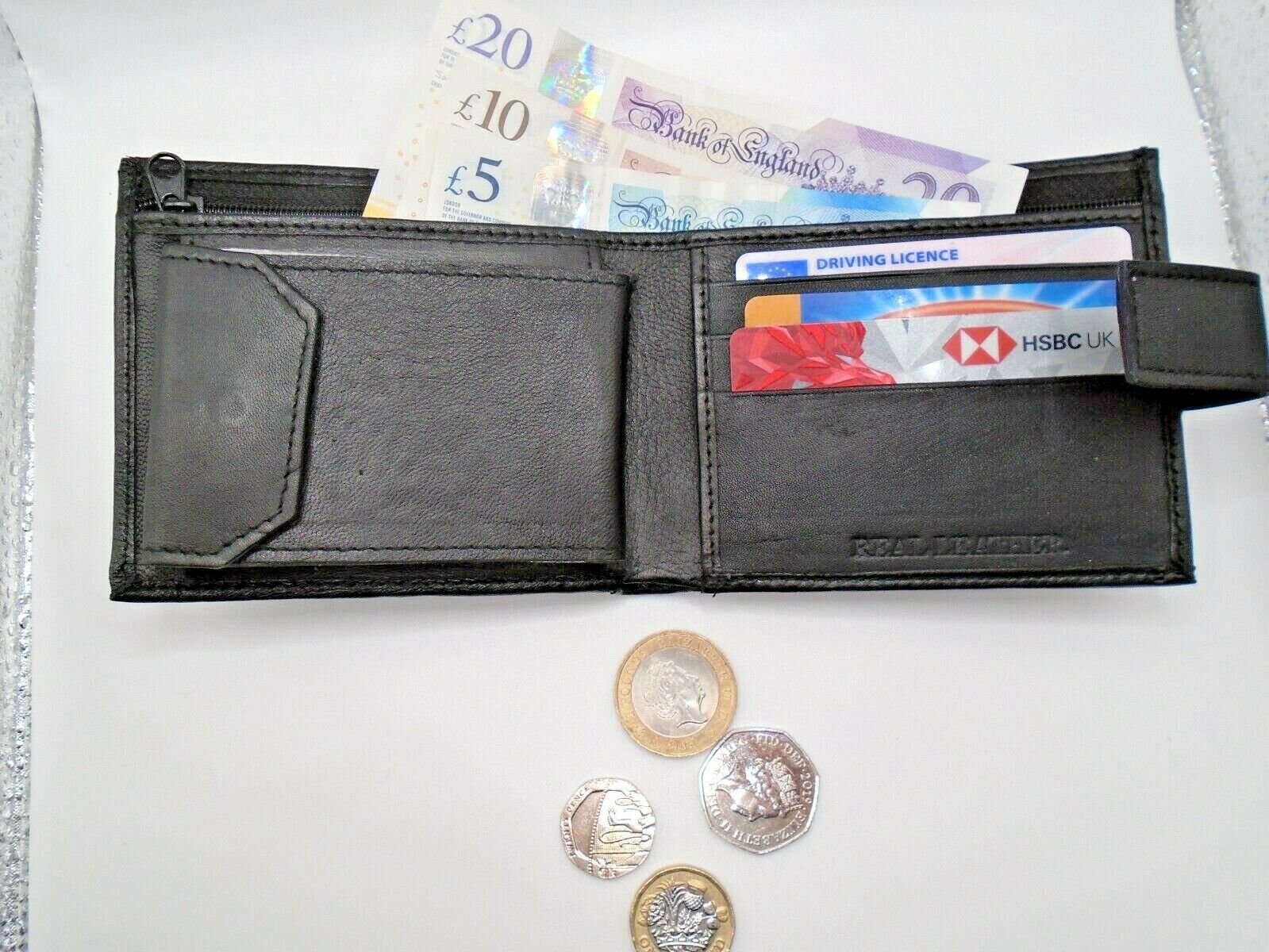 Mens Leather Wallet RFID SAFE Contactless Card ID