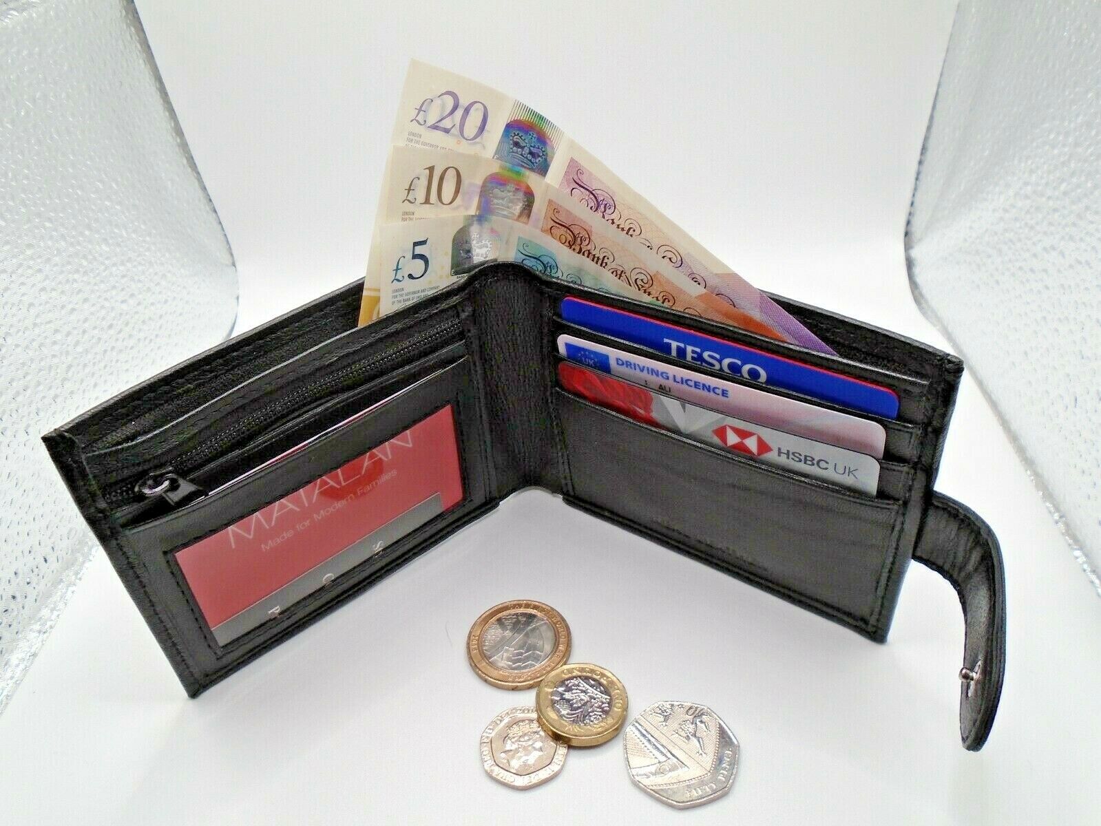 Mens Leather Wallet RFID SAFE Contactless Card Blocking ID Protection AR91