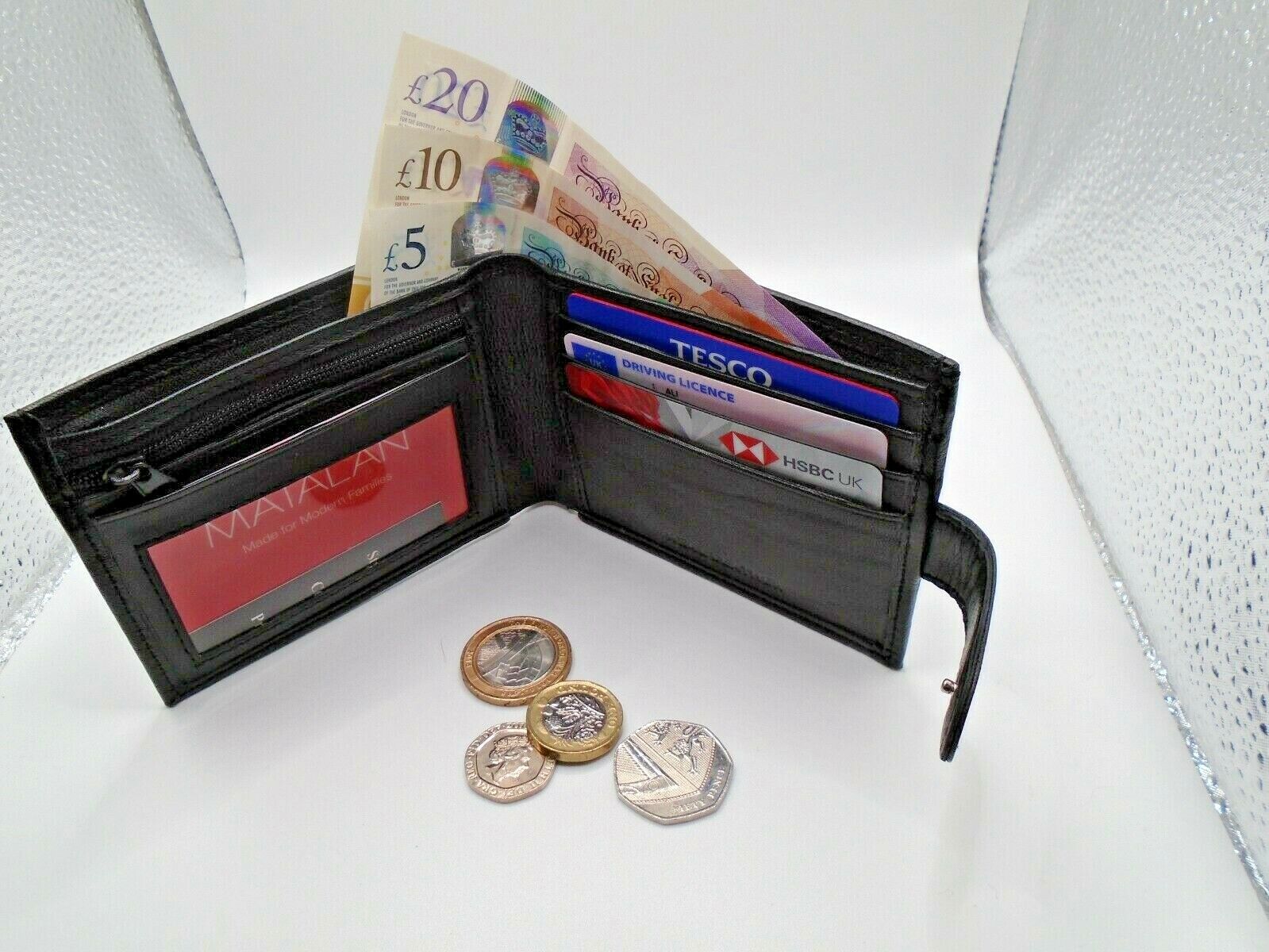 Mens Leather Wallet RFID SAFE Contactless Card Blocking ID Protection AR91