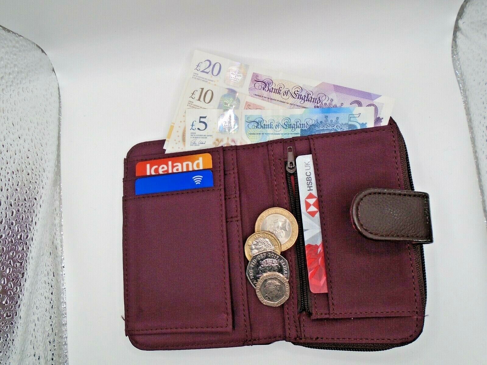 Ladies Womens Leather Zip Around Purse