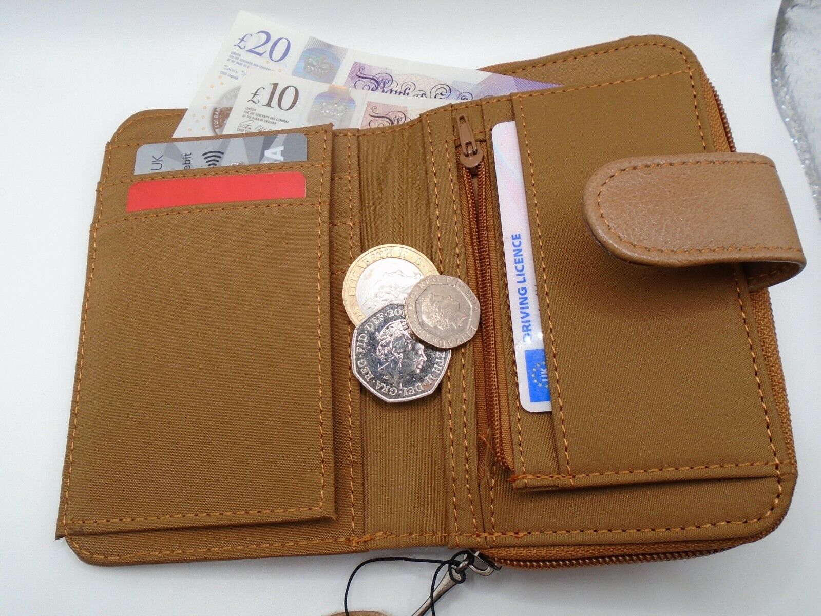 Ladies Womens Leather Zip Around Purse
