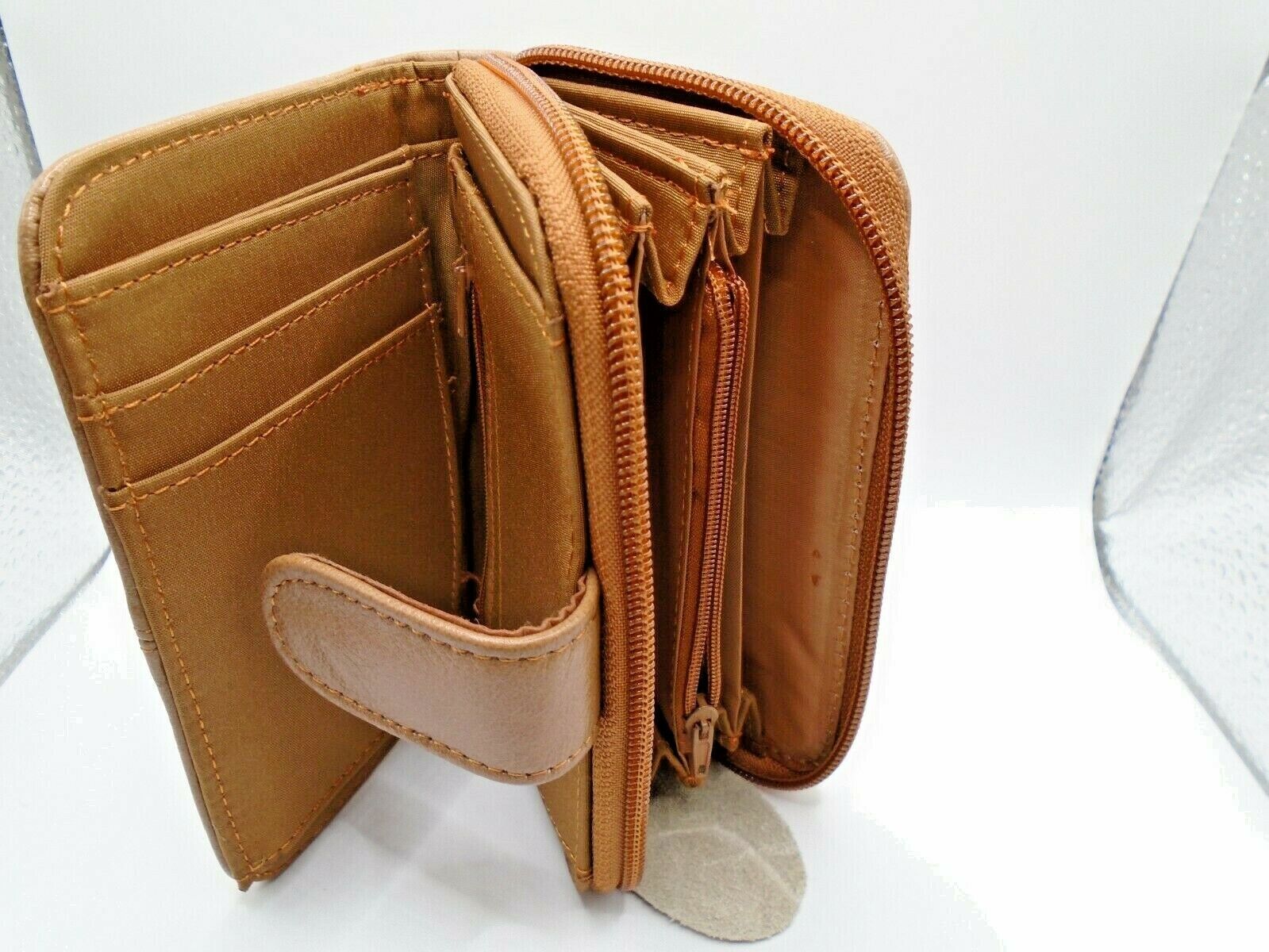Ladies Womens Leather Zip Around Purse