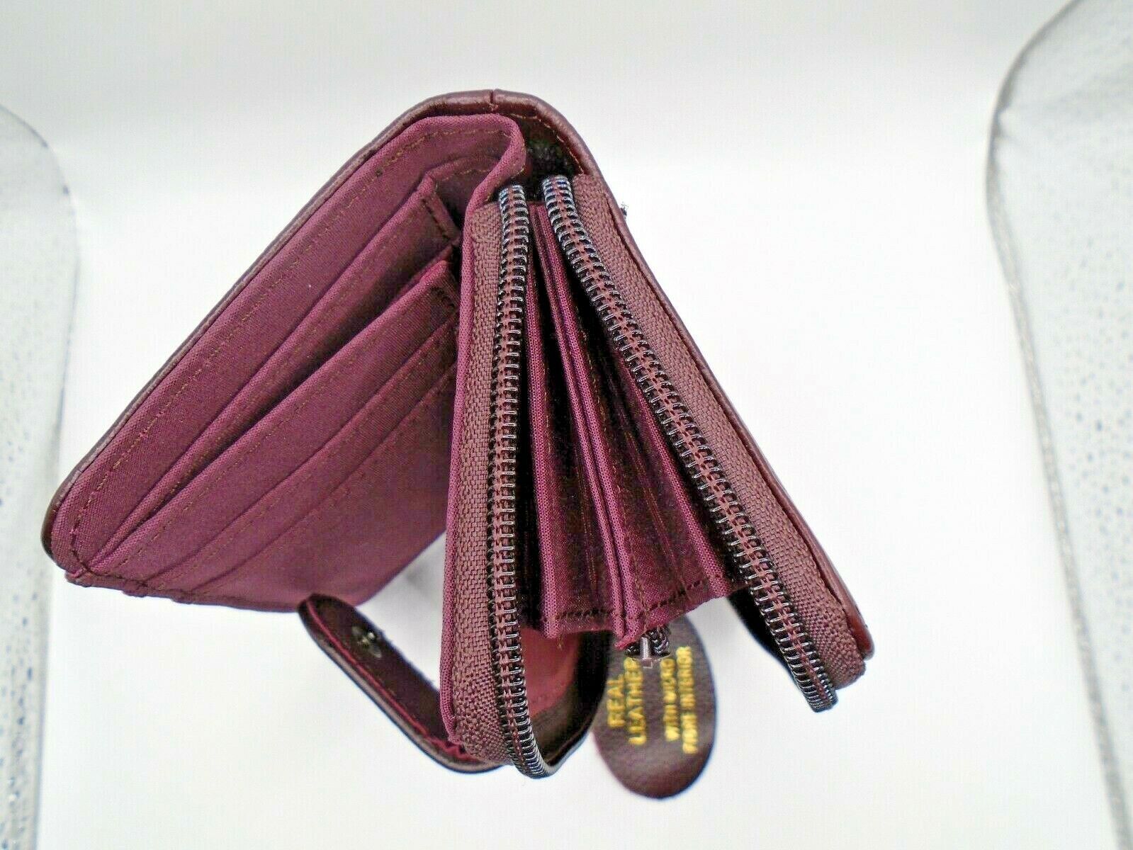 Ladies Womens Leather Zip Around Purse