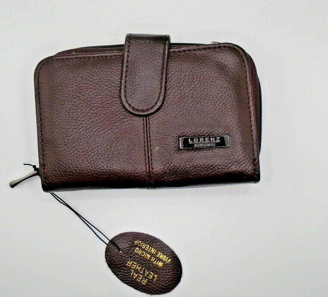 Ladies Womens Leather Zip Around Purse