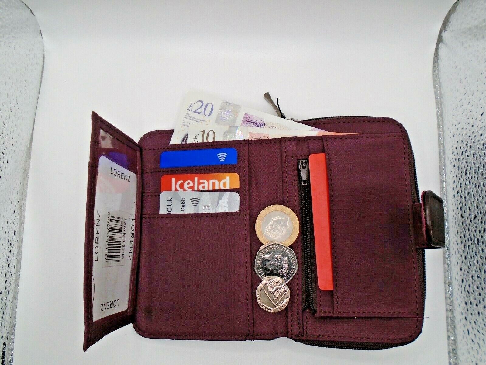 Ladies Womens Leather Zip Around Purse