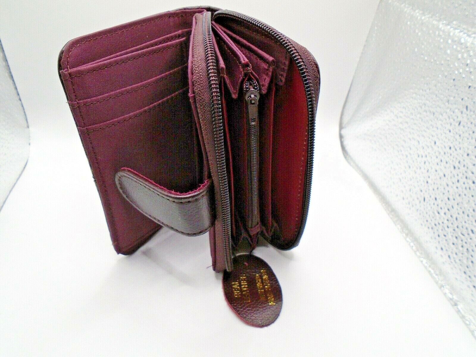 Ladies Womens Leather Zip Around Purse