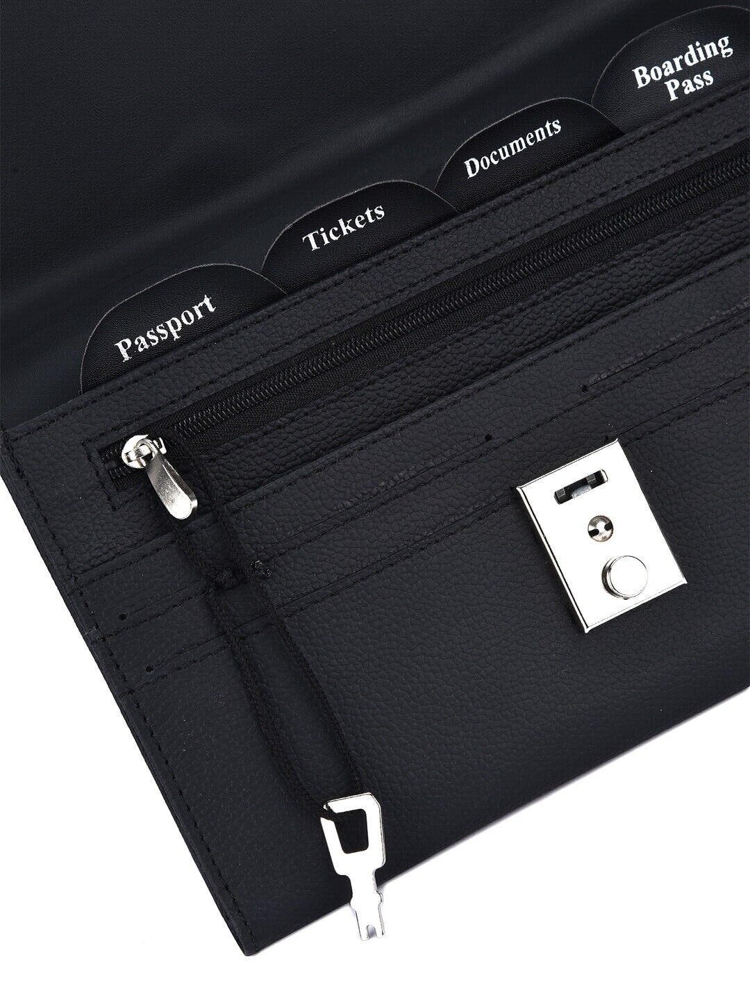 Vegan Leather TRAVEL Document WALLET ORGANISER with lock for Passport Notes AR