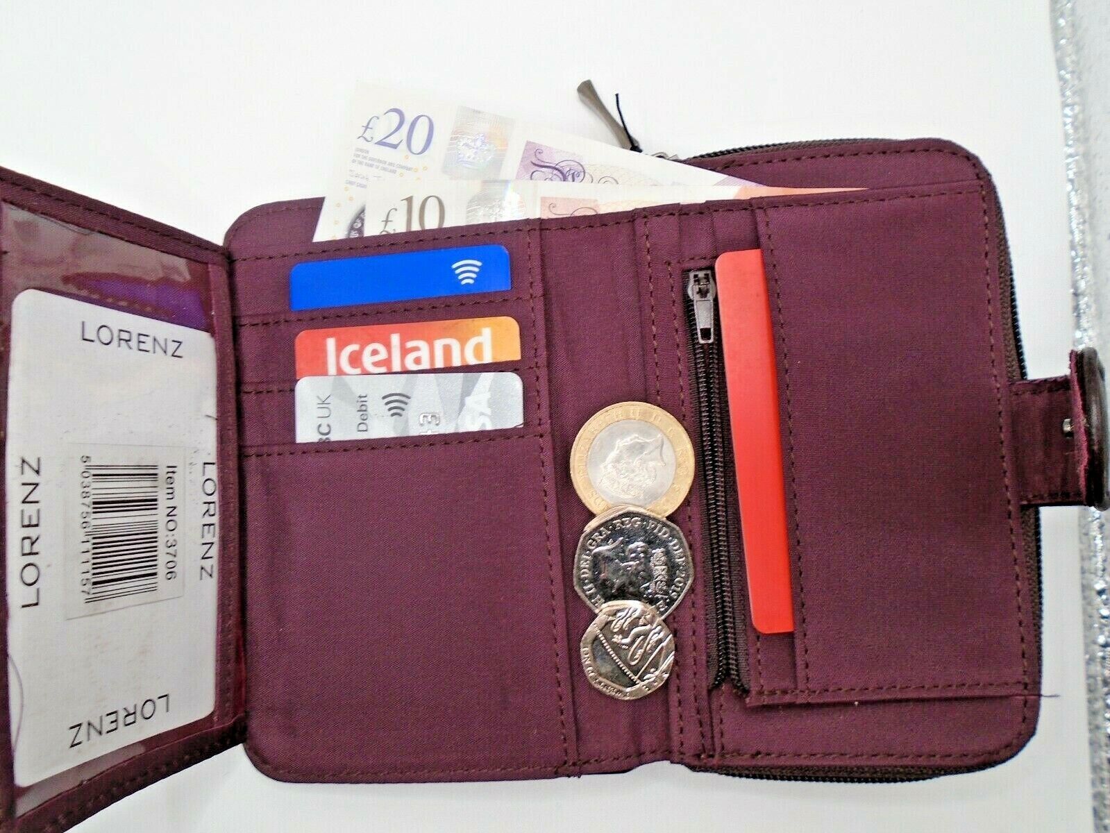 Ladies Womens Leather Zip Around Purse
