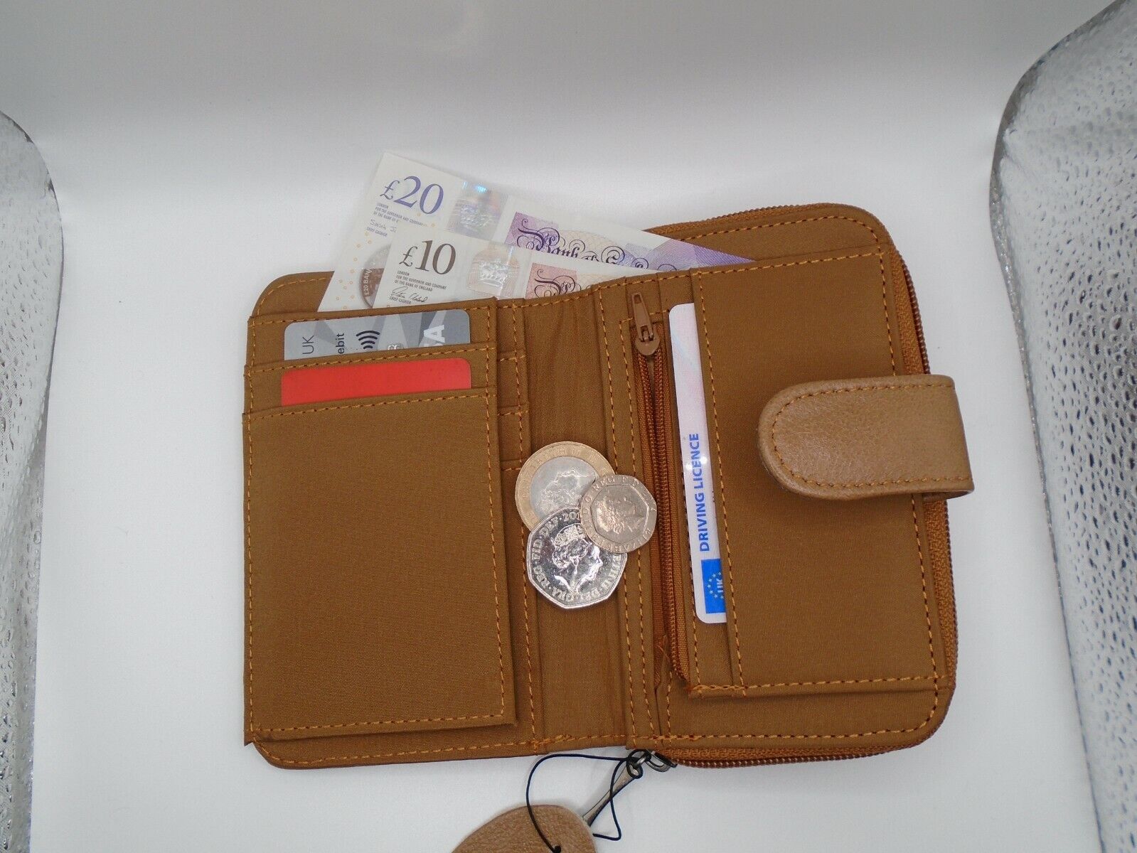 Ladies Womens Leather Zip Around Purse