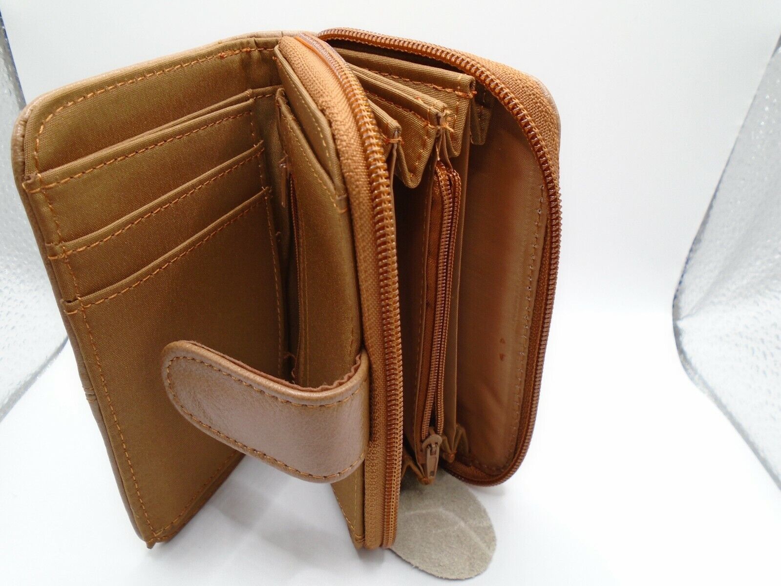 Ladies Womens Leather Zip Around Purse
