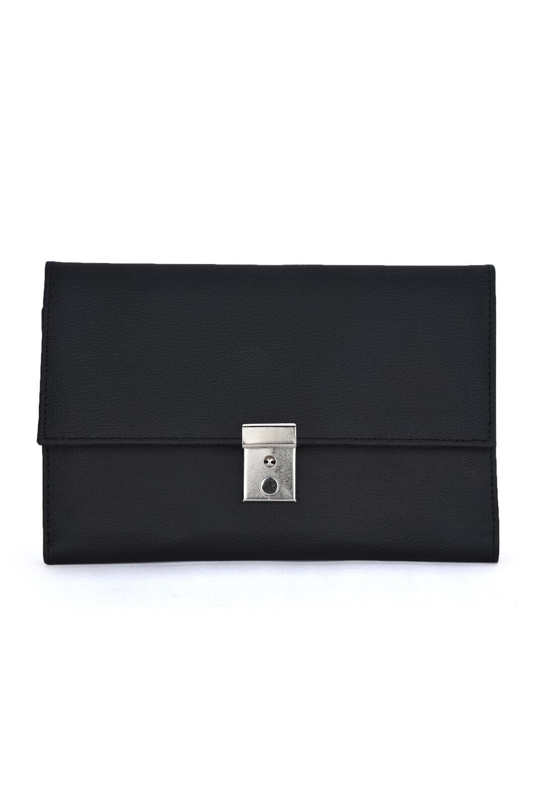 Vegan Leather TRAVEL Document WALLET ORGANISER with lock for Passport Notes