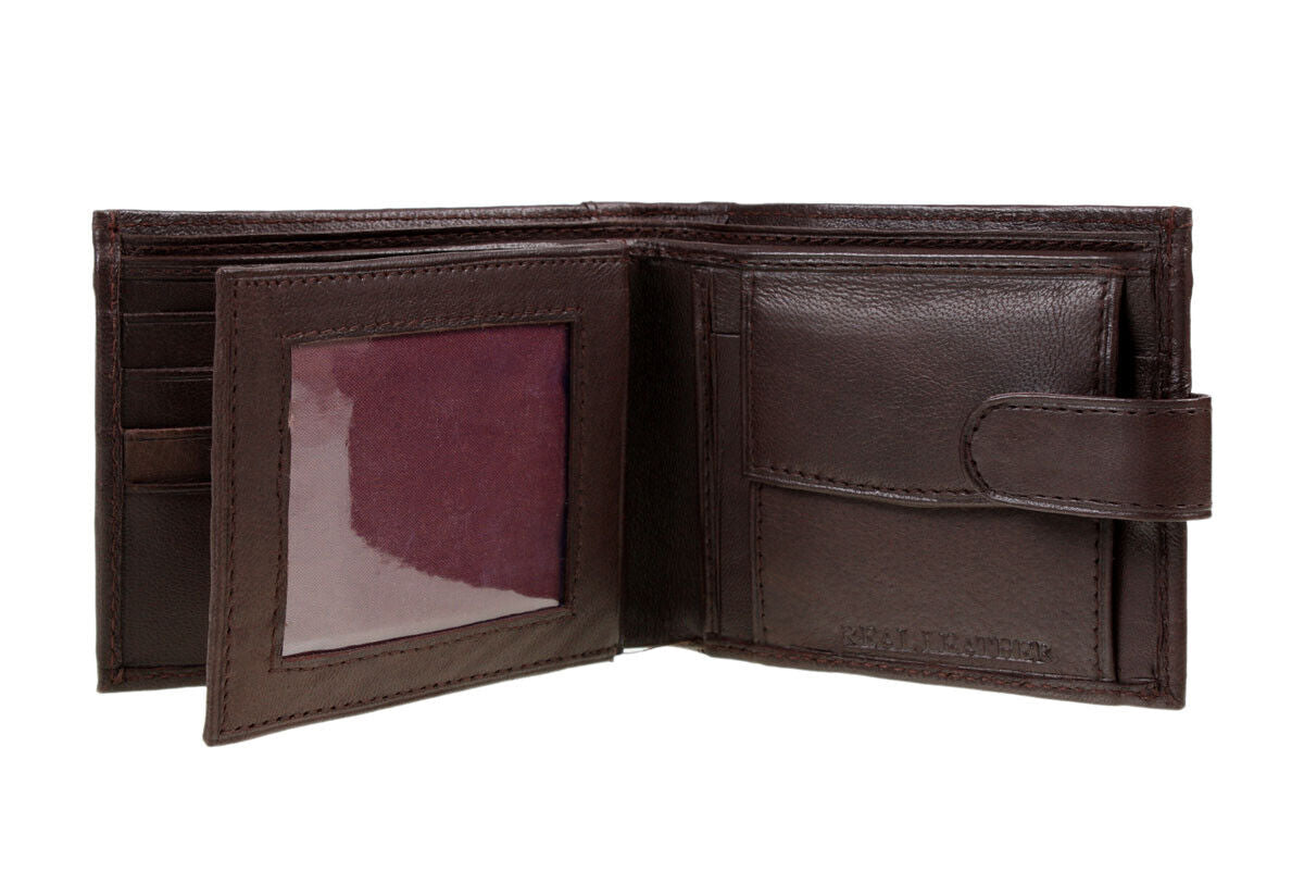 Designer Mens Leather Wallet RFID SAFE Contactless Card Blocking ID