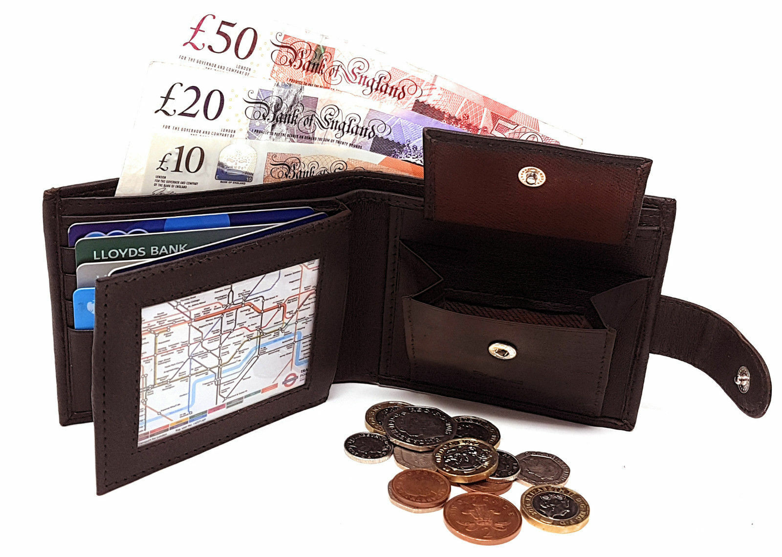 Designer Mens Leather Wallet RFID SAFE Contactless Card Blocking ID