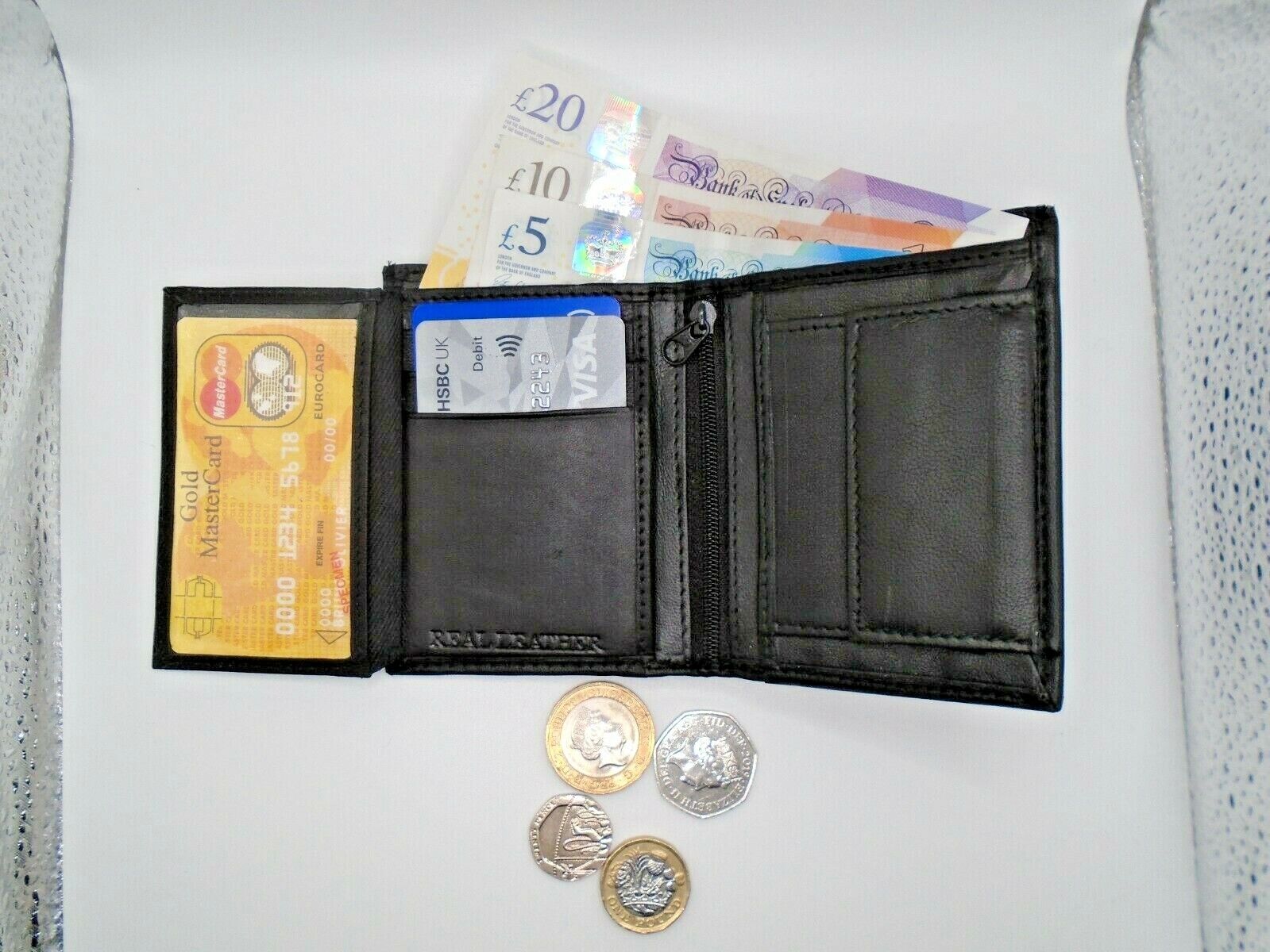Mens Leather Wallet RFID SAFE Contactless Card Blocking ID Protection