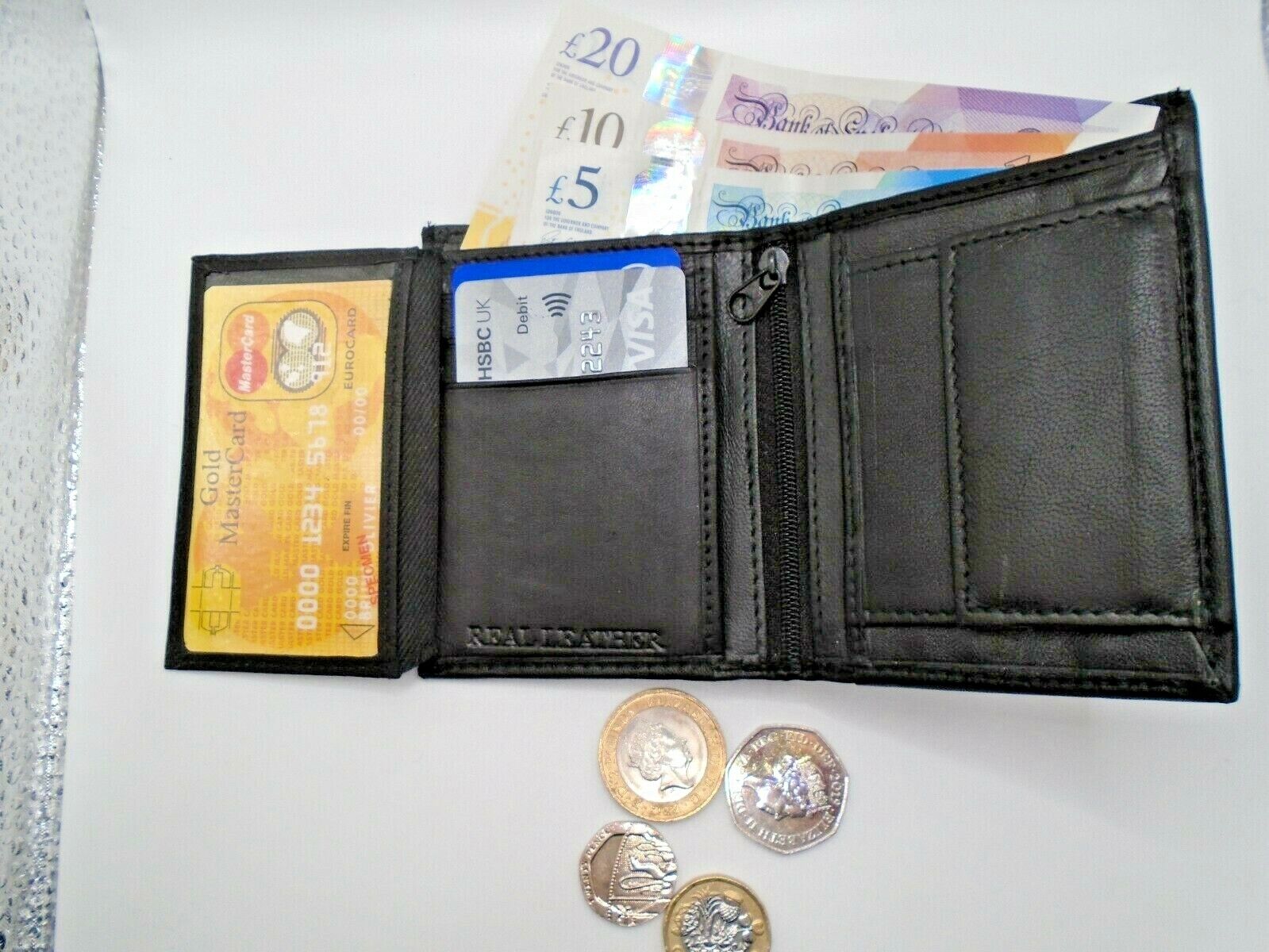 Mens Leather Wallet RFID SAFE Contactless Card Blocking ID Protection