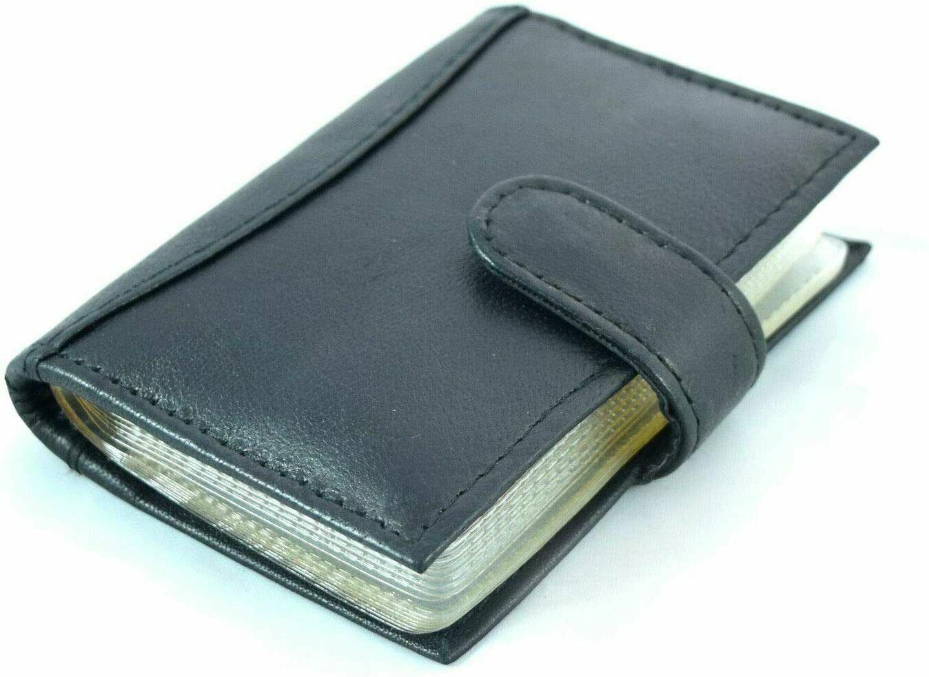 Leather Credit Card Holder - Takes 26 Cards and Money compartment Wallet Black