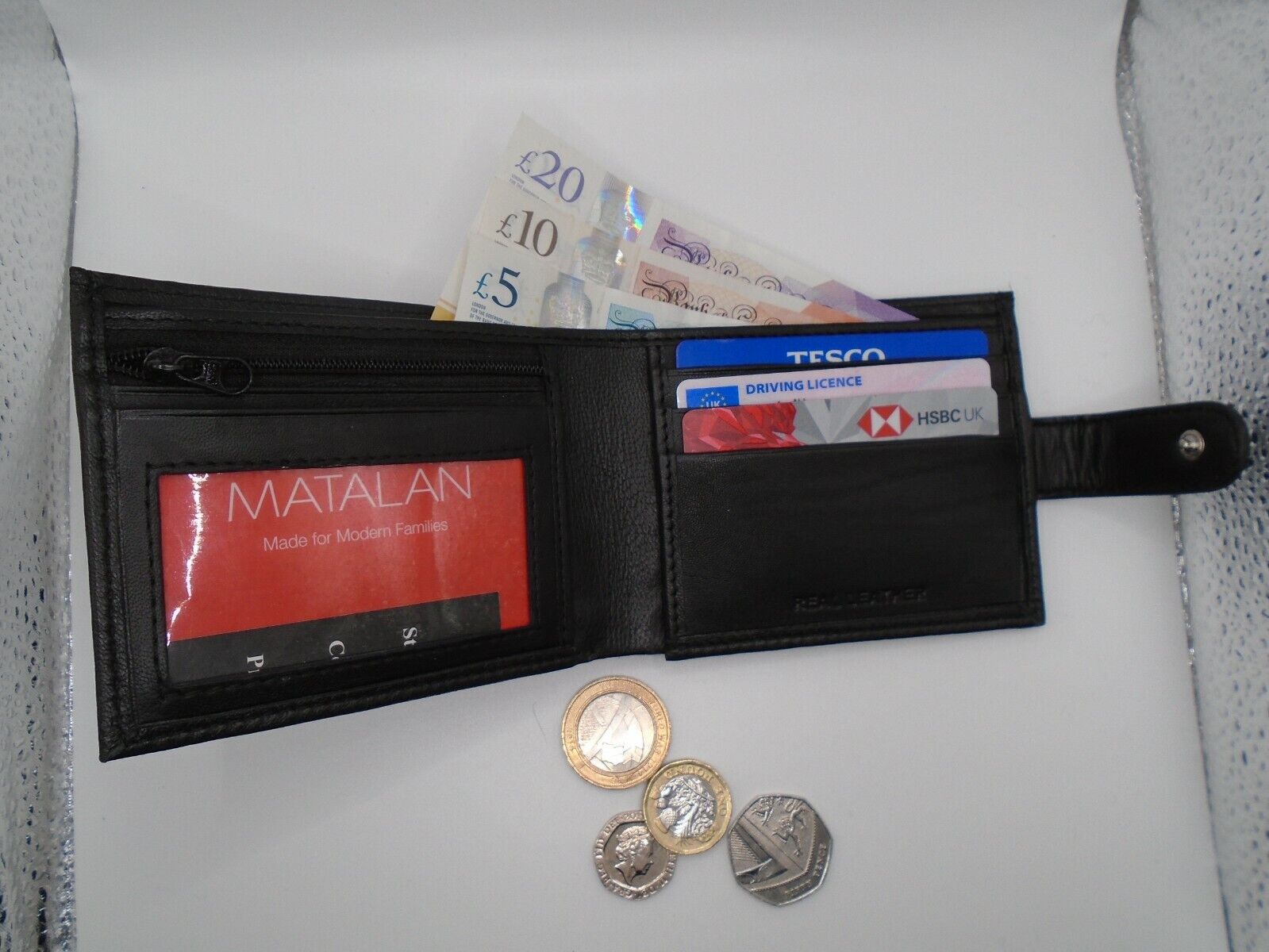 MENS LEATHER WALLET Black UK STOCK