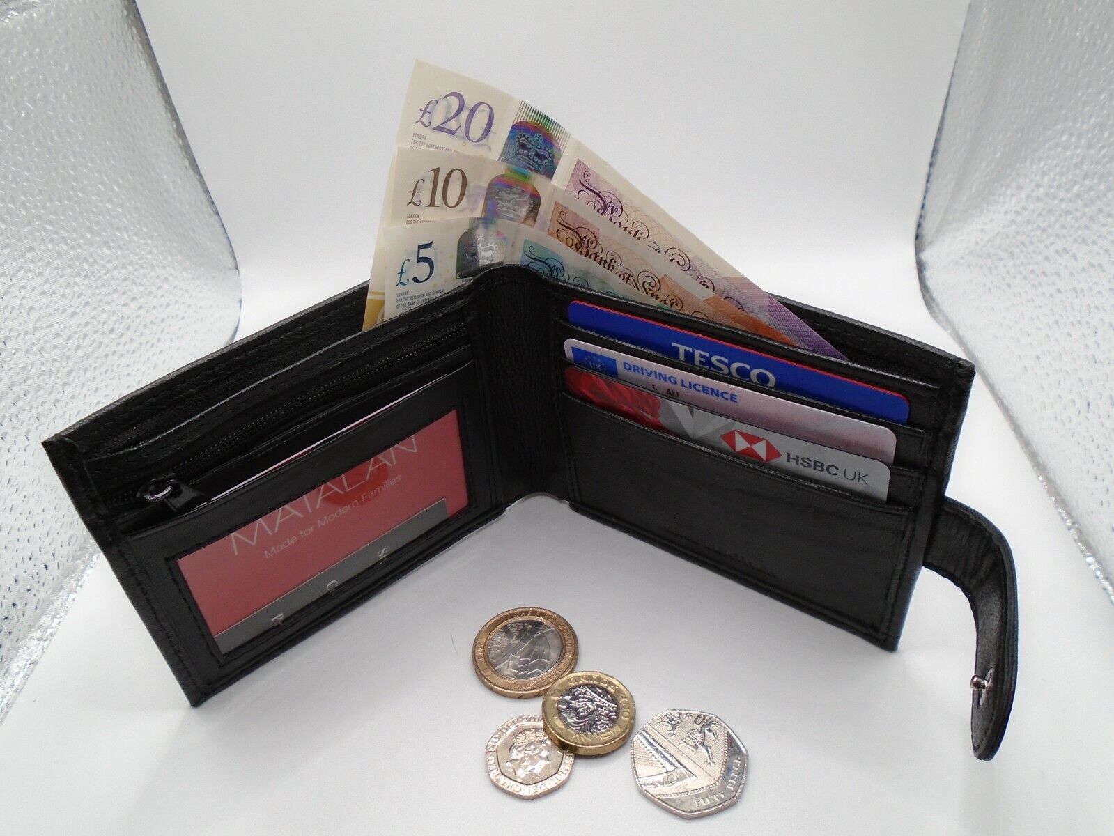 MENS LEATHER WALLET Black UK STOCK