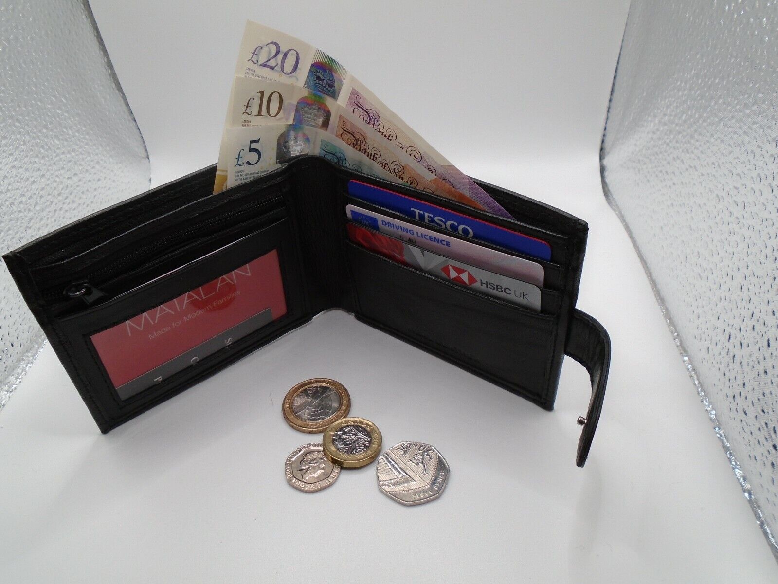 MENS LEATHER WALLET Black UK STOCK