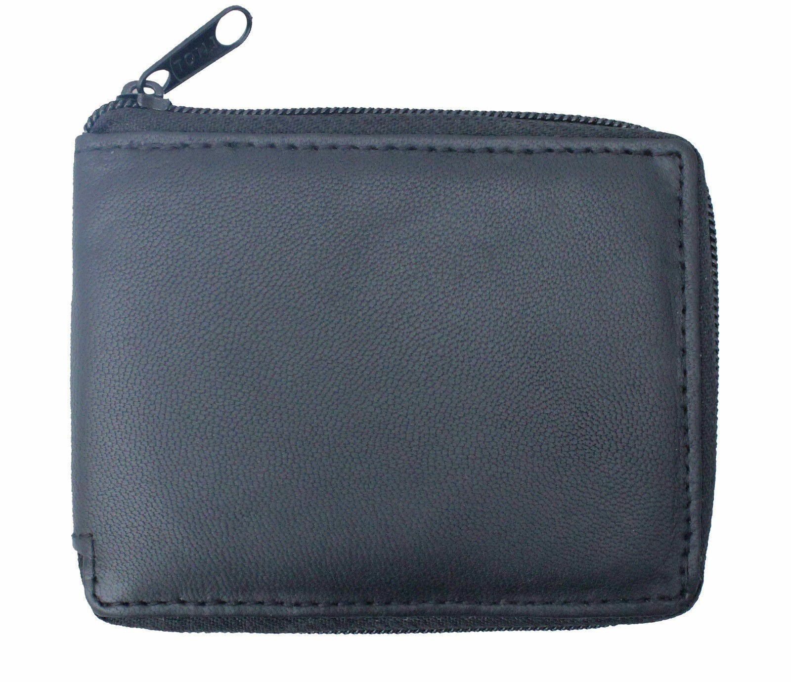 Mens Wallet Full Zip Leather Credit Card ID Coin Wallet RFID Black UK SELLER