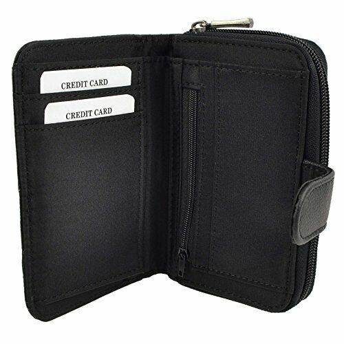 Womens Ladies Leather Zip Around Purse Cowhide Quality UK Seller