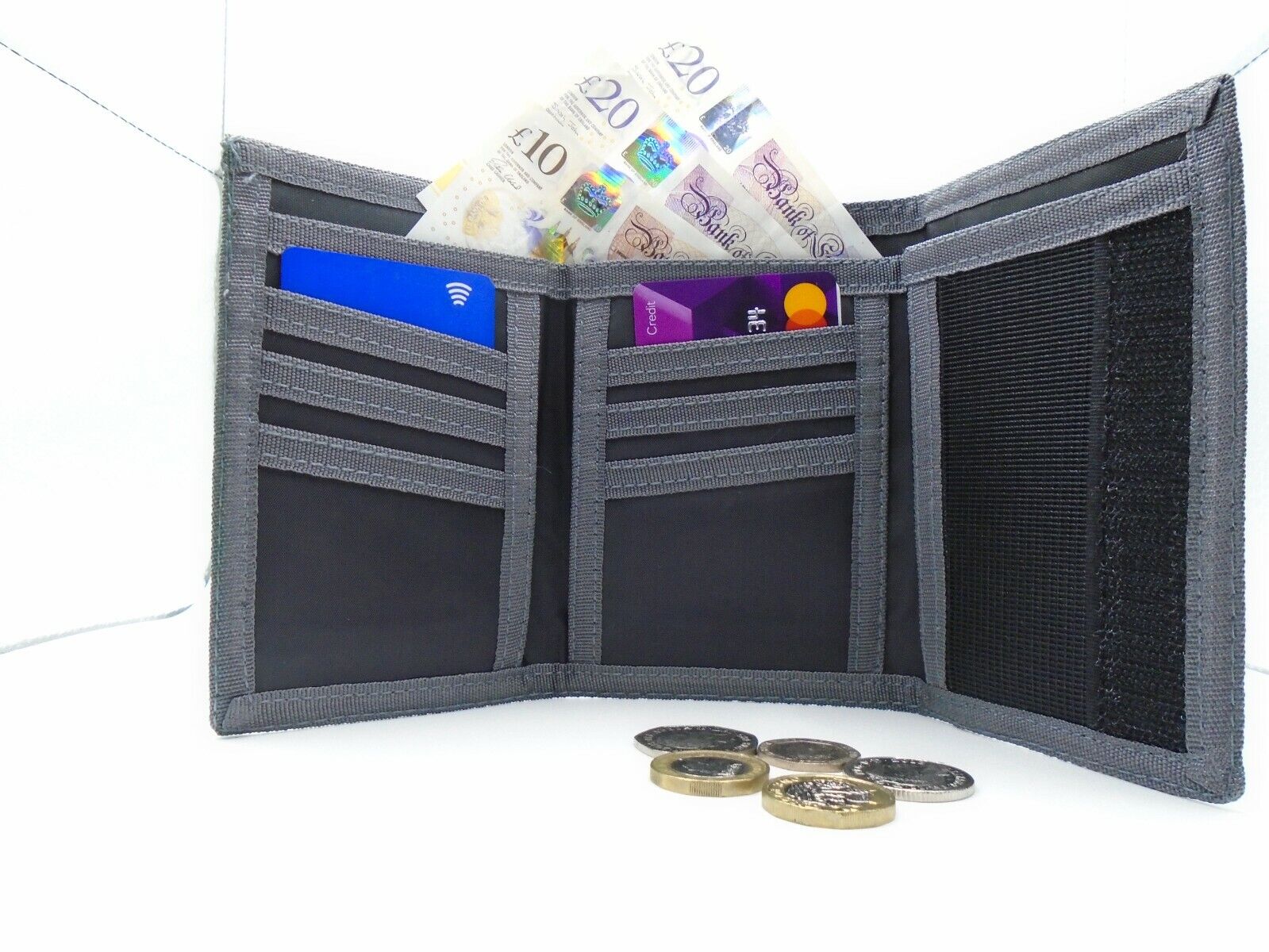 Mens Boys TriFold Sports Wallet by Lorenz with Security Chain Handy