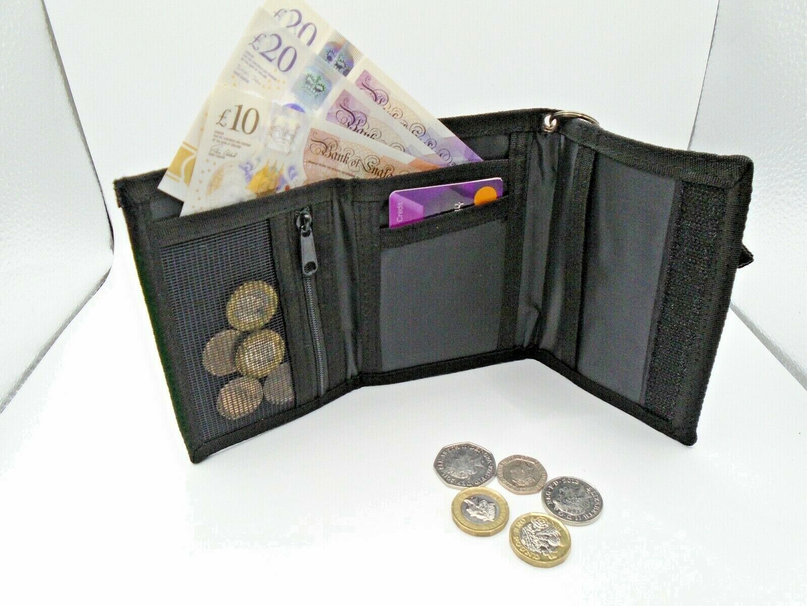 Mens Boys Canvas WALLET with BELT CLIP sports gym hiking running secure Gents