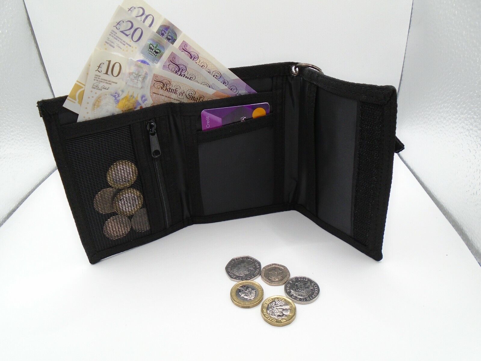 Mens Boys Canvas WALLET with BELT CLIP sports gym hiking running secure Gents