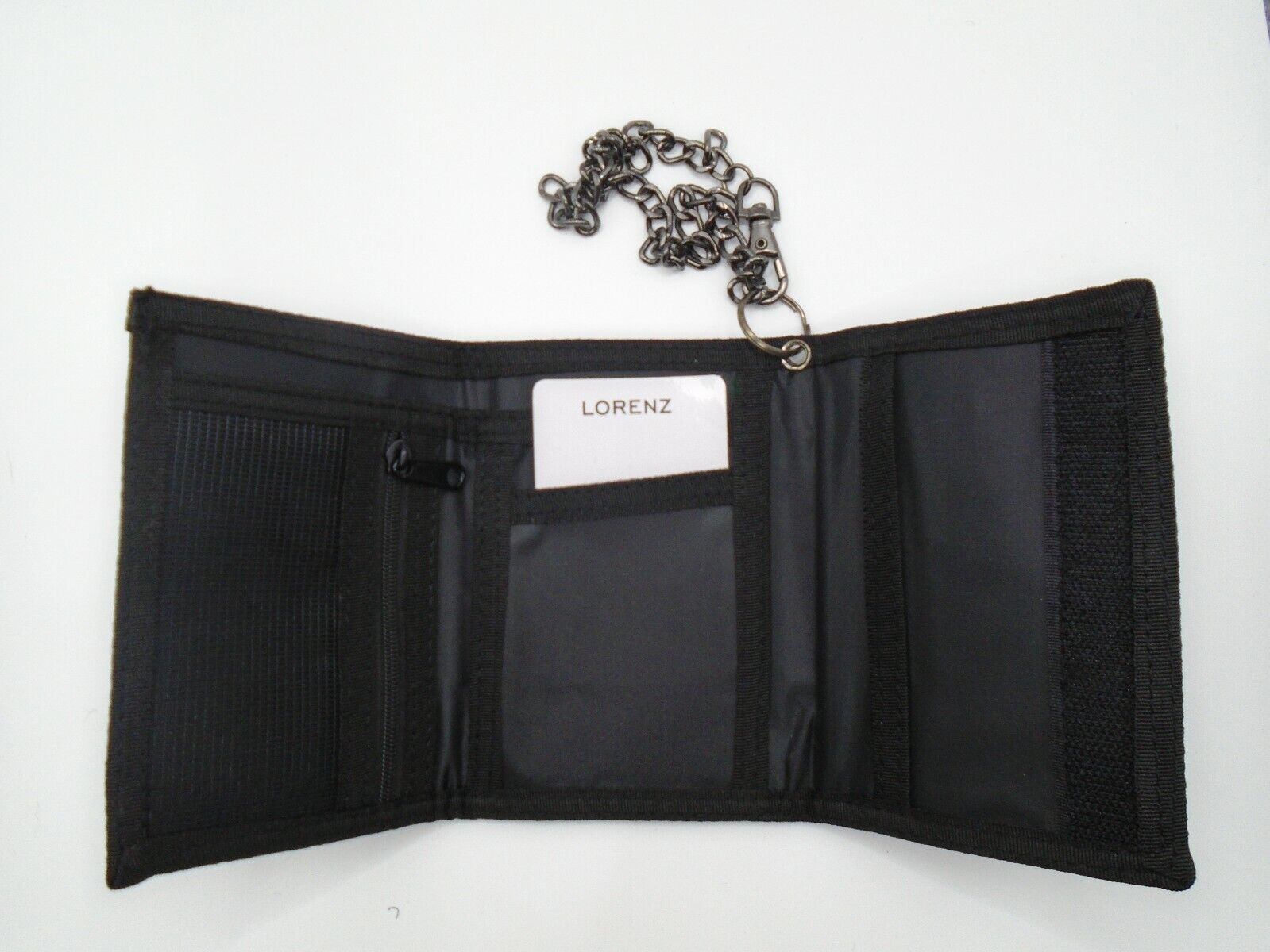 Mens Boys TriFold Sports Wallet by Lorenz with Security Chain Handy