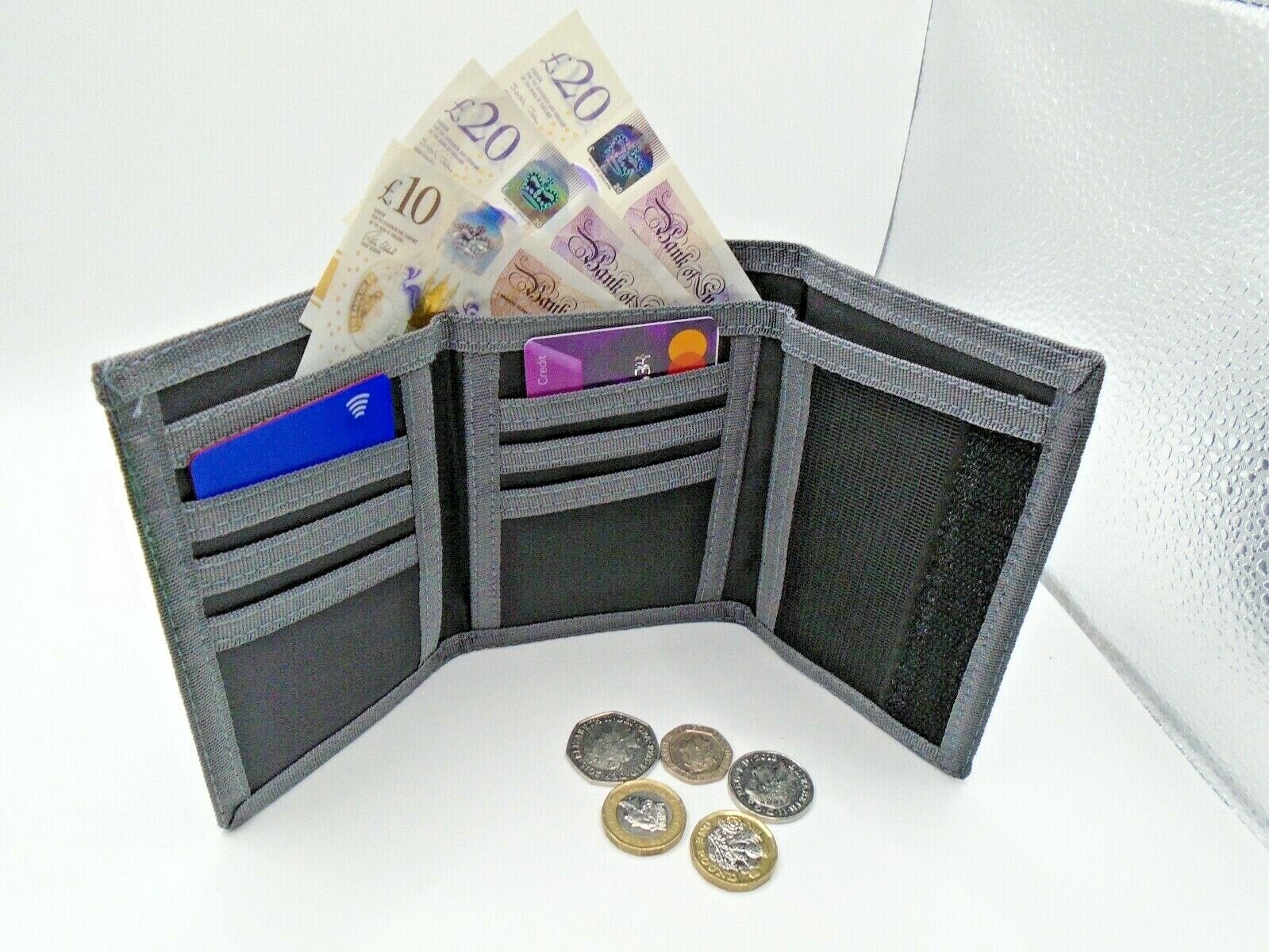 Mens Boys Canvas WALLET with BELT CLIP sports gym hiking running secure Gents