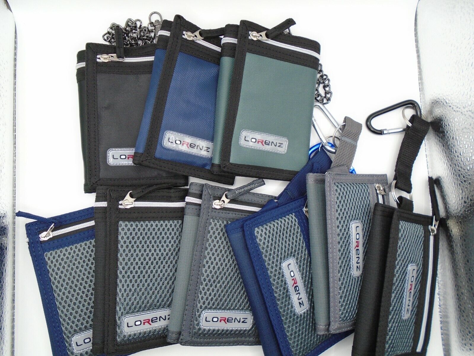 Mens Boys TriFold Sports Wallet by Lorenz with Security Chain Handy