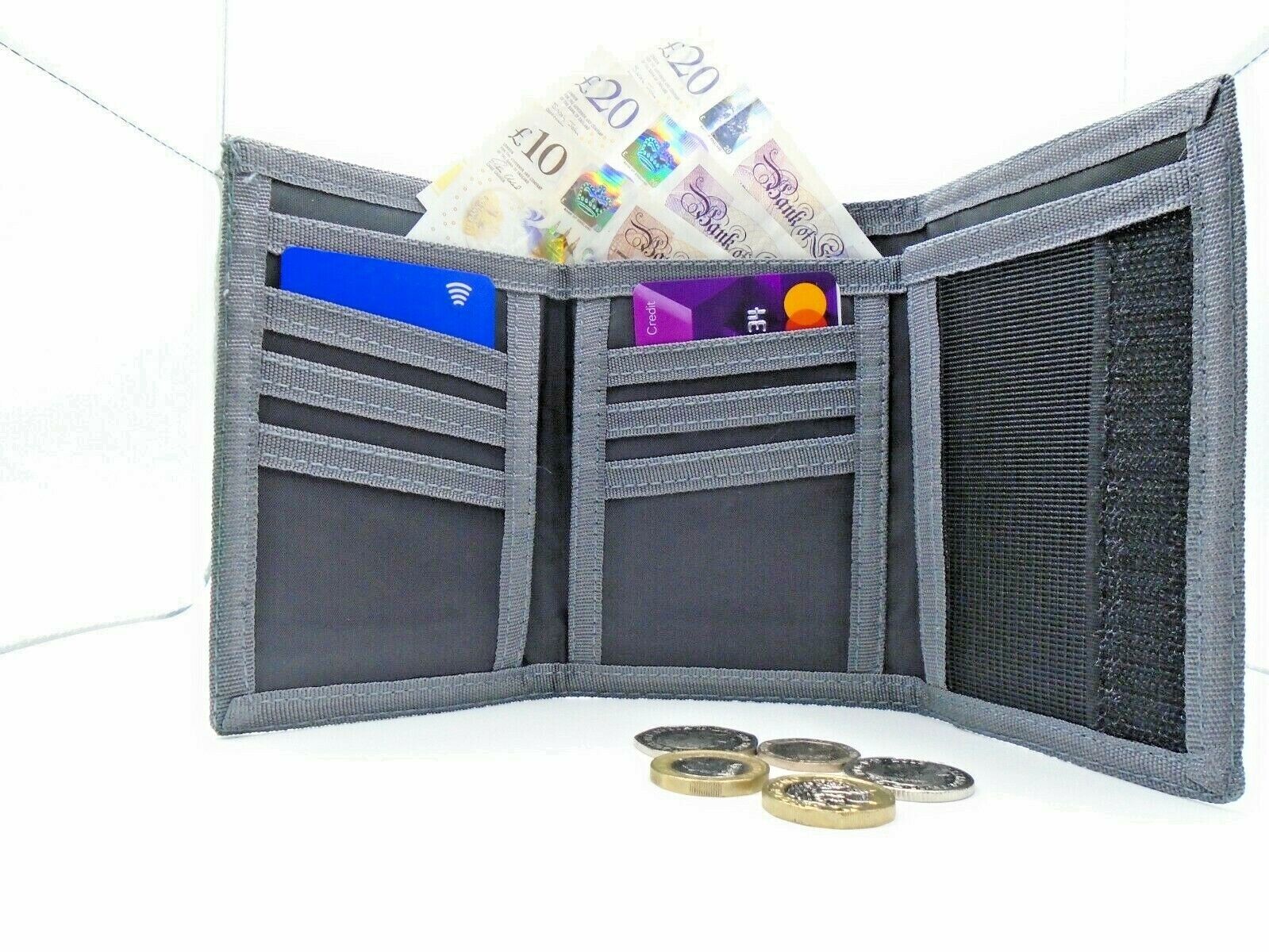 Mens Boys Canvas WALLET with BELT CLIP sports gym hiking running secure Gents
