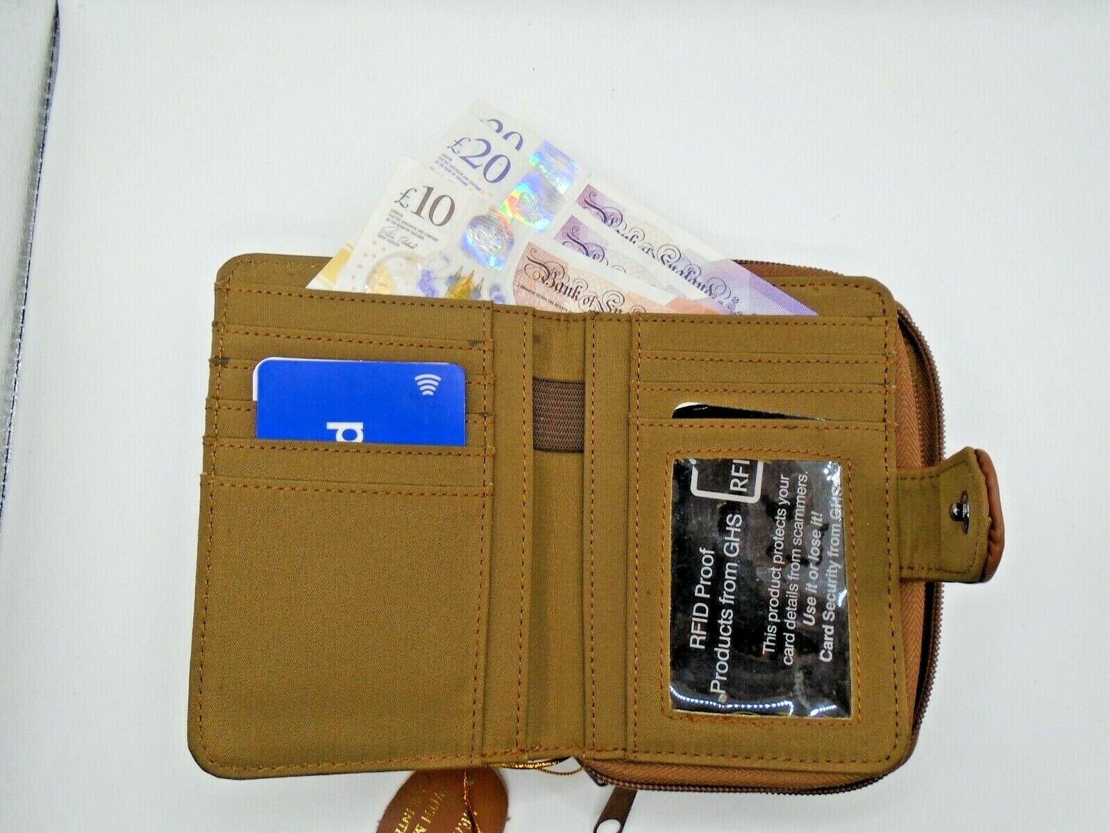 Ladies Womans Leather Purse Wallet Zip Round Card 3 Zips RFID Protection