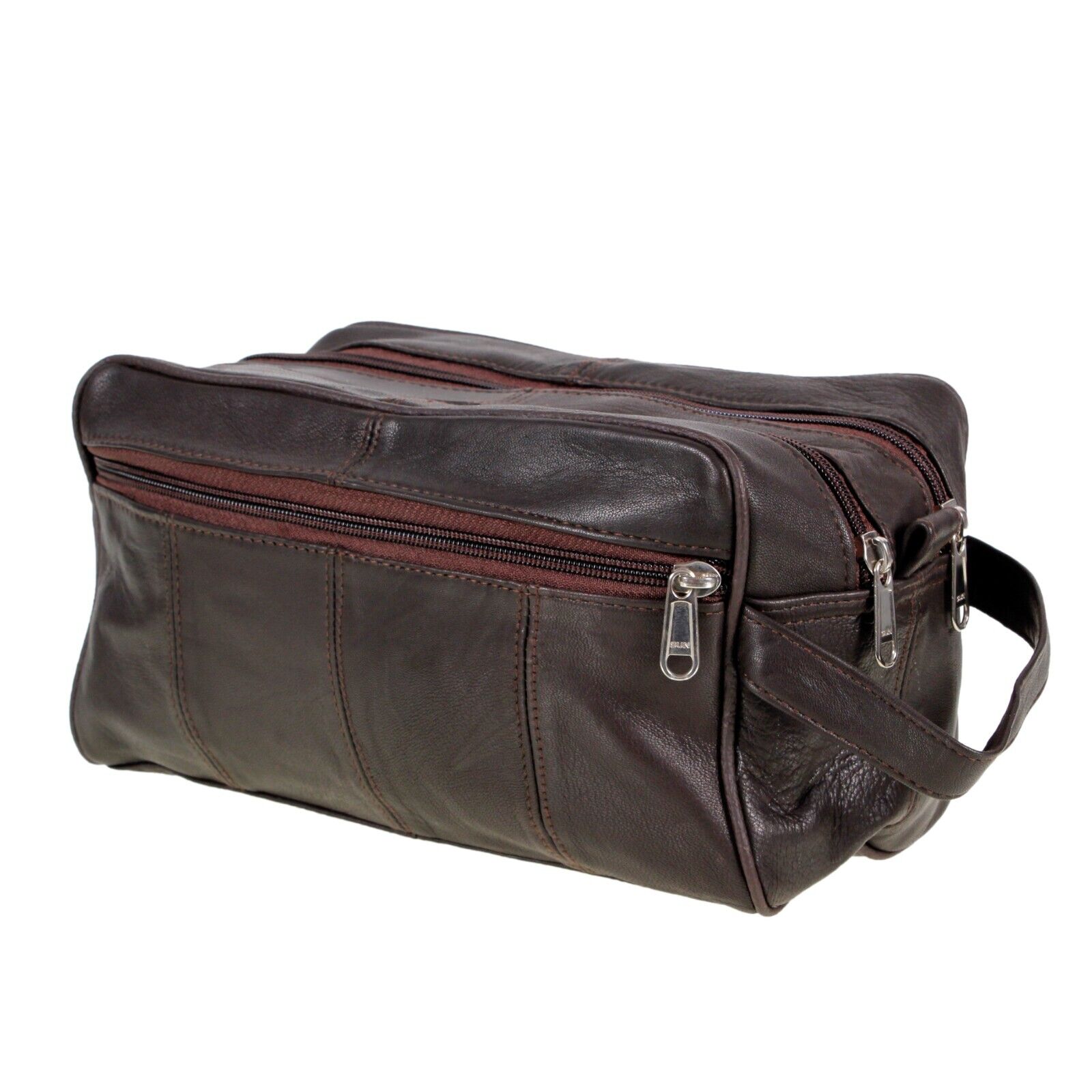 Toiletry Wash Bag Travel Toiletries Washbag Vintage Brown Real Leather