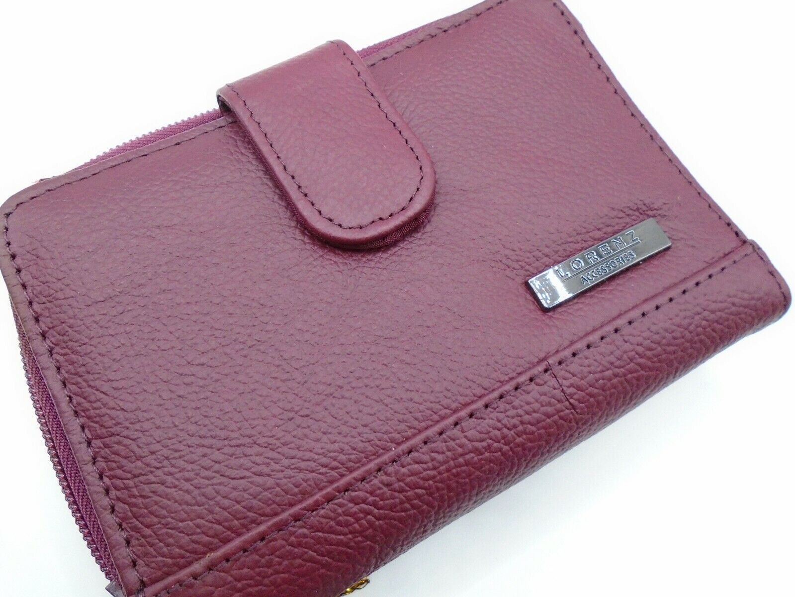 Ladies Womans Leather Purse Wallet Zip Round Card 3 Zips RFID Protection