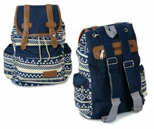 BOHO Girls Women's Canvas Cloth Backpack Rucksack School Gym bag Travel UK