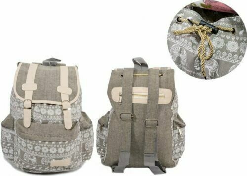 BOHO Girls Women's Canvas Cloth Backpack Rucksack School Gym bag Travel UK