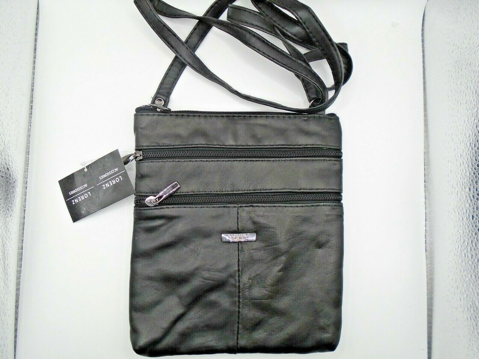 LEATHER LADIES SHOULDER HANDBAG 5 ZIPPED POCKETS HAND BAG