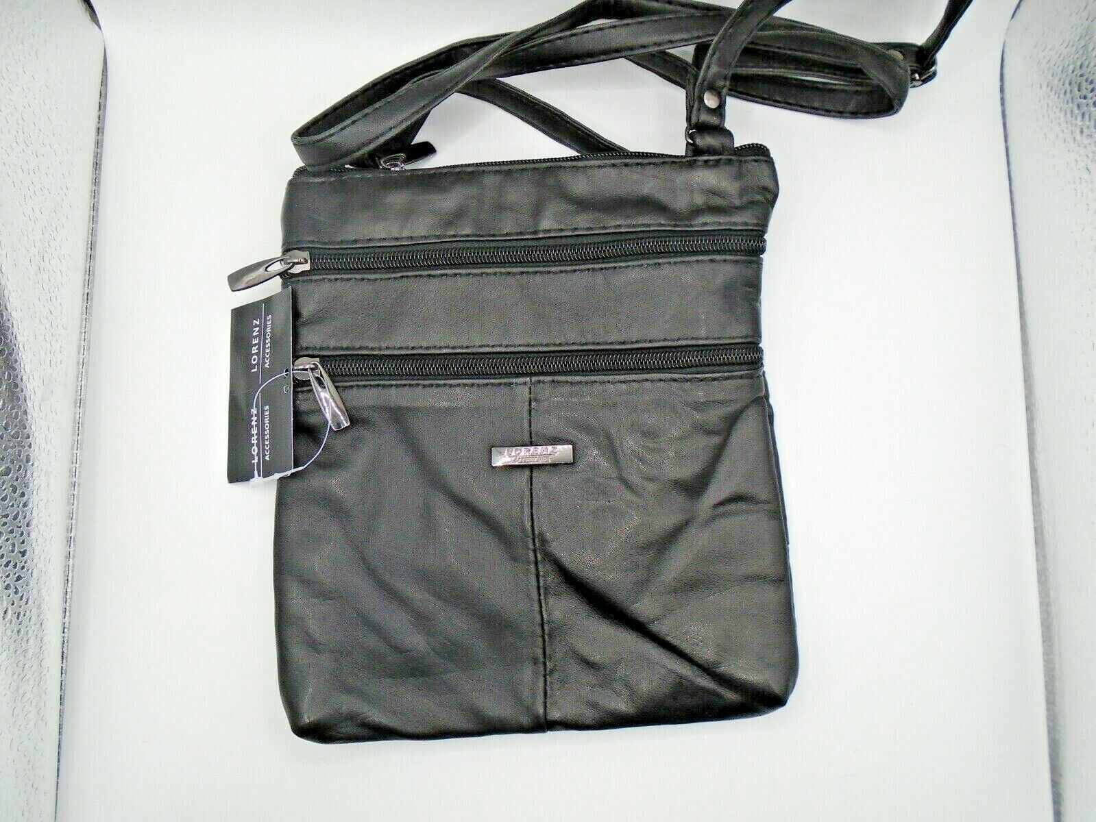 LEATHER LADIES SHOULDER HANDBAG 5 ZIPPED POCKETS HAND BAG