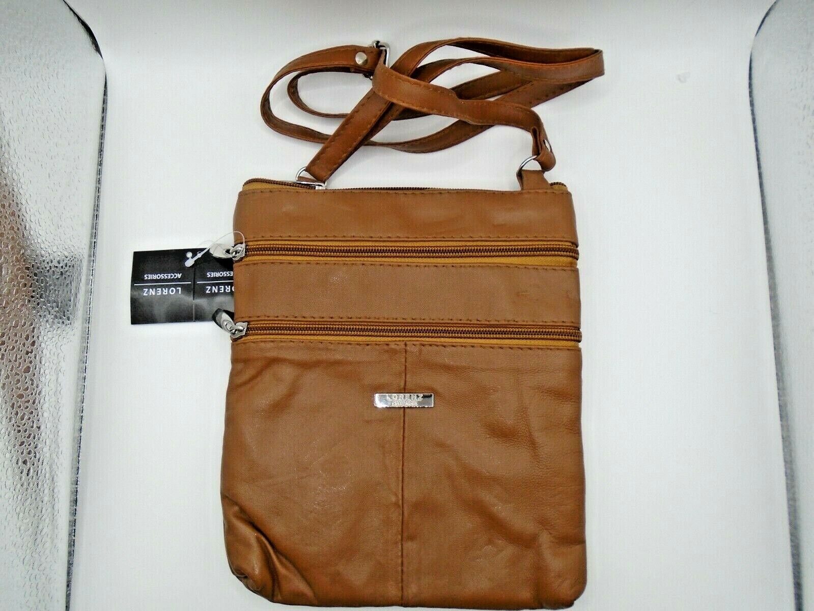 LEATHER LADIES SHOULDER HANDBAG 5 ZIPPED POCKETS HAND BAG