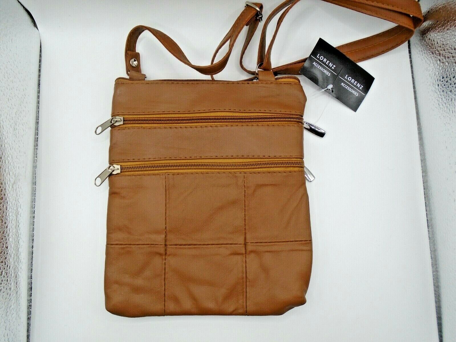 LEATHER LADIES SHOULDER HANDBAG 5 ZIPPED POCKETS HAND BAG