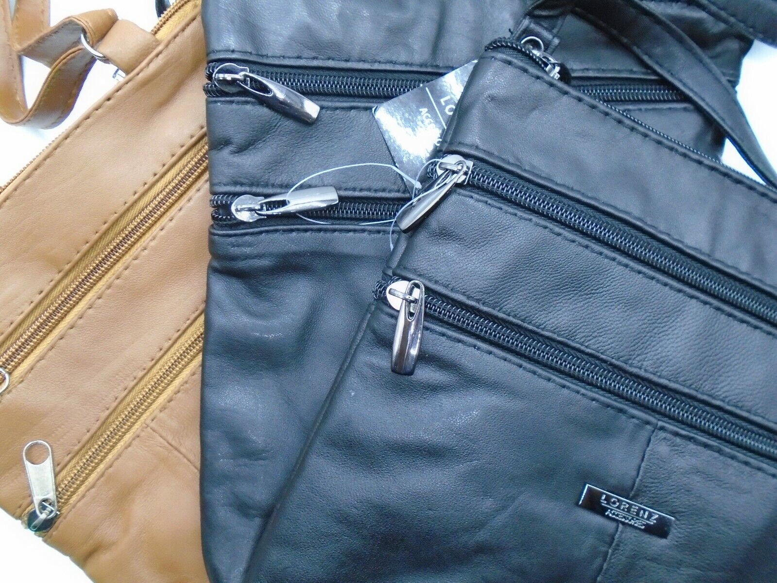 LEATHER LADIES SHOULDER HANDBAG 5 ZIPPED POCKETS HAND BAG